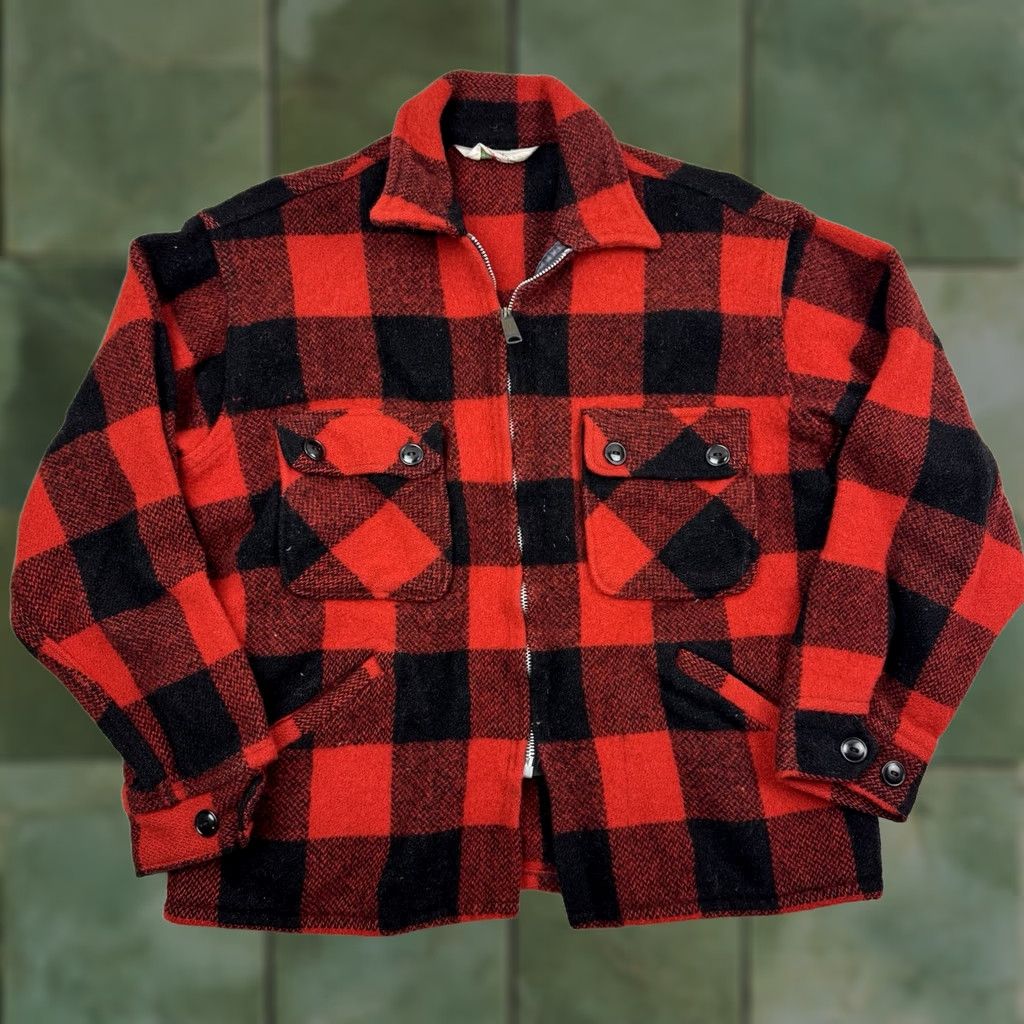 Vintage VINTAGE Foremost Penneys Wool Jacket Shirt Jacket Adult Medium Red Buffalo Plaid 60s Mens Size US M / EU 48-50 / 2 - 1 Thumbnail