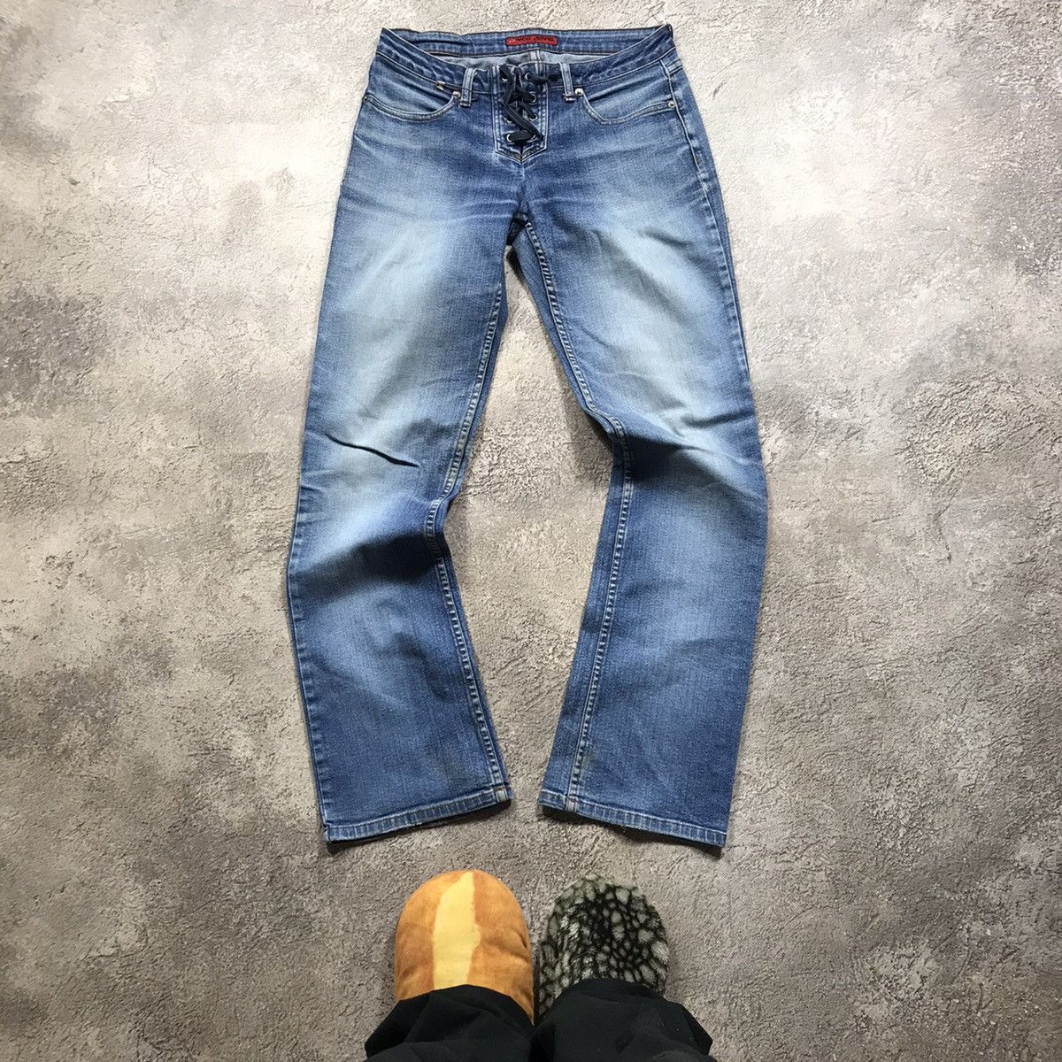 Vintage Vintage 90s Distressed Baggy Wide Leg Jeans Grunge Y2K 28 Size 28" / US 6 / IT 42 - 2 Thumbnail