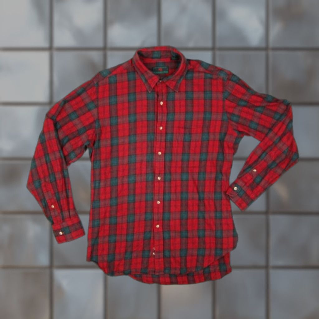 Abercrombie & Fitch VINTAGE Abercrombie & Fitch Mens Large Red Plaid Flannel Button Up Shirt Size US L / EU 52-54 / 3 - 1 Thumbnail