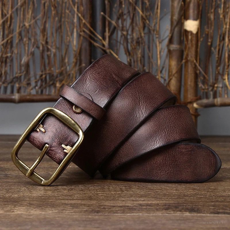Leather × Vintage Genuine Leather Casual Jeans Belt Size ONE SIZE - 3 Thumbnail