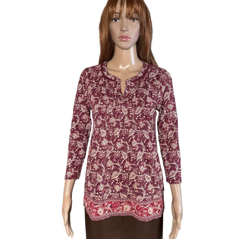 Lucky Brand Lucky Brand Border Print Long Sleeve Top Size S Size S / US 4 / IT 40 - 1 Thumbnail