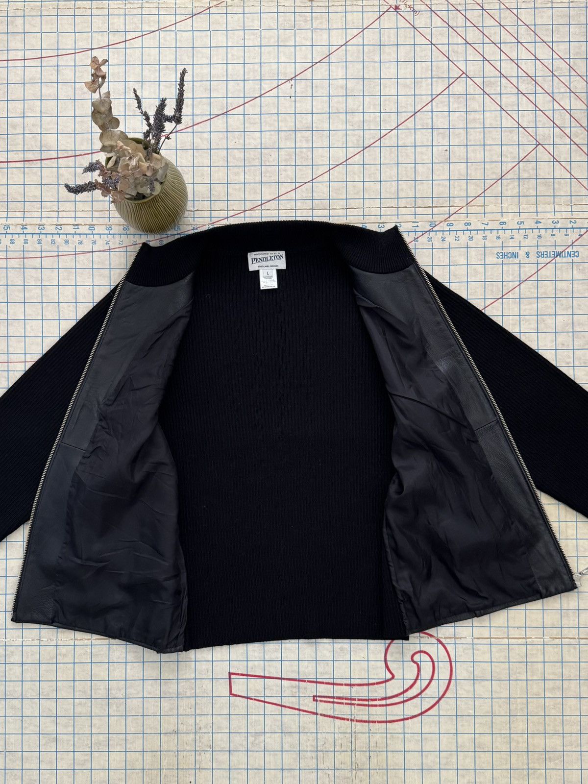 Pendleton Pendleton Full Zip Leather Jacket With Wool Sleeves Black L Size L / US 10 / IT 46 - 7 Thumbnail