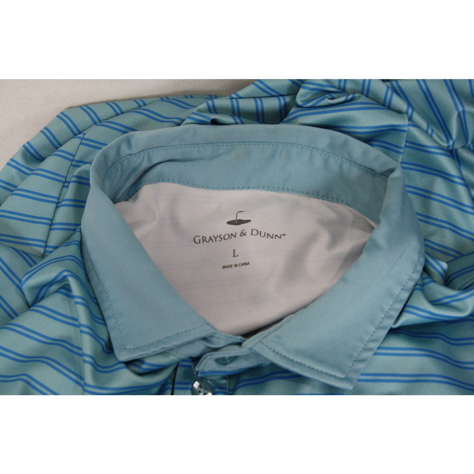 Dunnes Grayson & Dunn Golf Polo Shirt L Blue Striped Performance Size US L / EU 52-54 / 3 - 6 Thumbnail