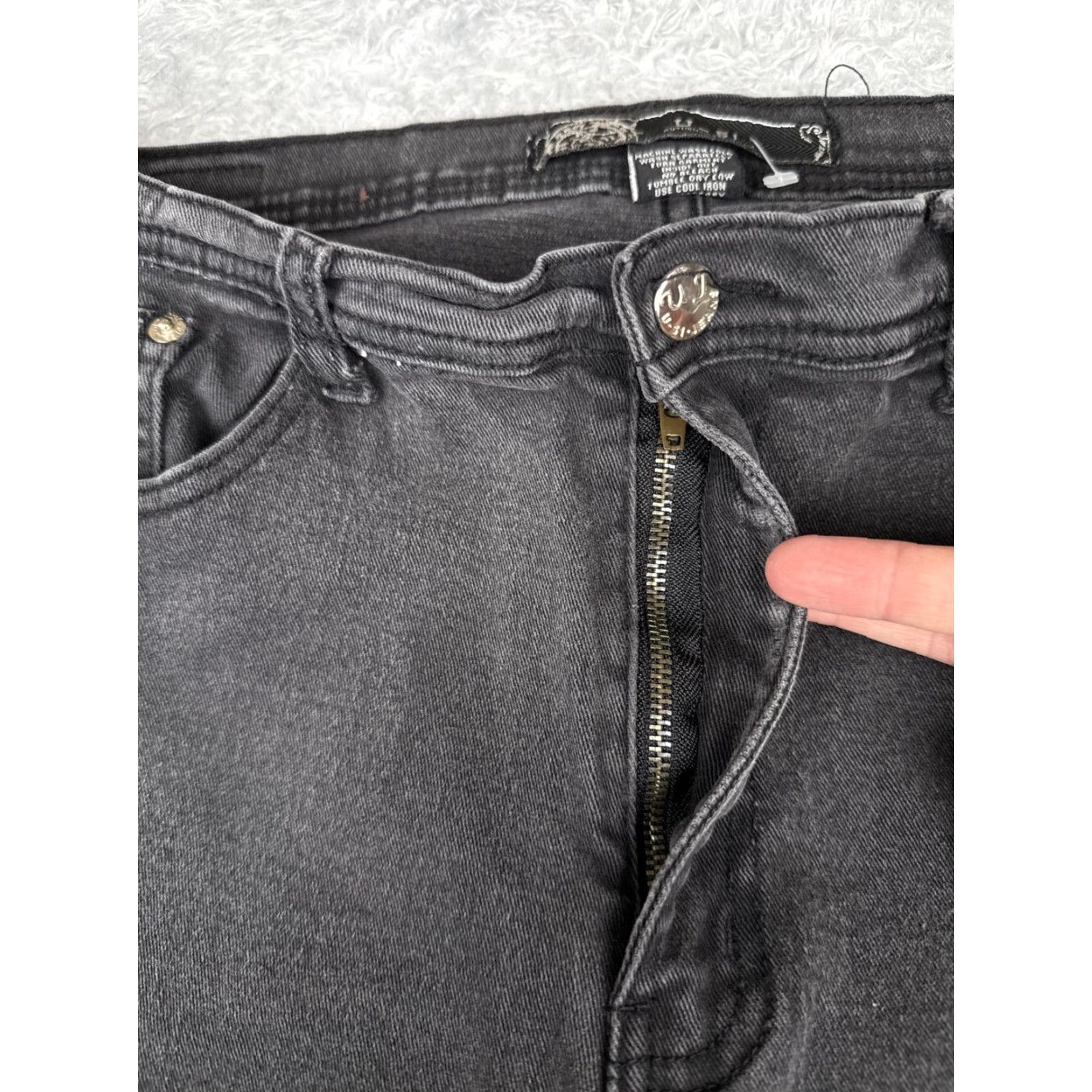 Denime VINTAGE U-51 Jeans Womens 16 Gray Black Wash Bootcut Stretch Denim Five Pocket Zip Fly Size 38" / US 16 / IT 52 - 5 Thumbnail
