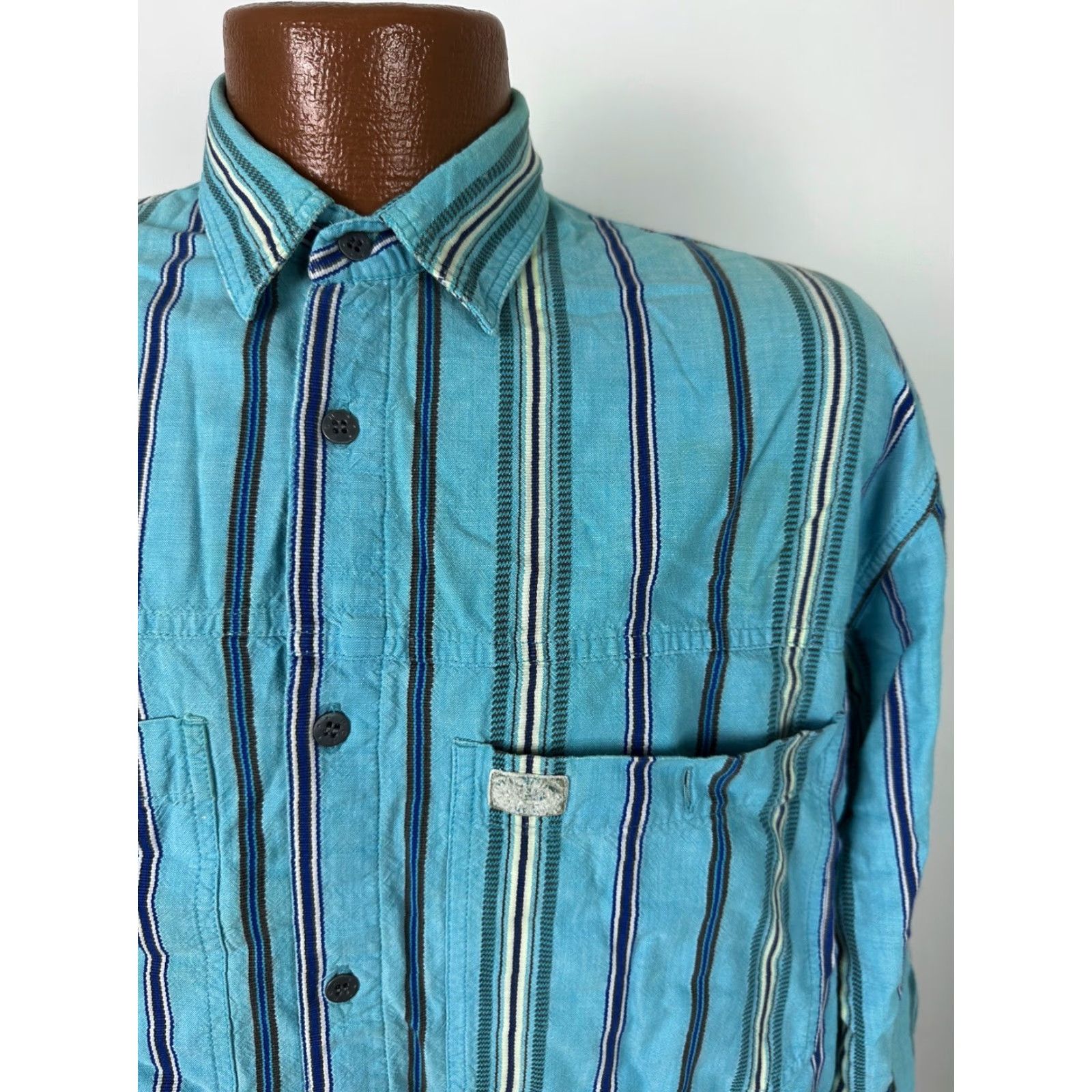 Vintage VINTAGE Pacific Ocean Highway 80s Striped Button-Up Shirt Men M Casual Distressed Blue Surf Skate Hipster Size US M / EU 48-50 / 2 - 3 Thumbnail