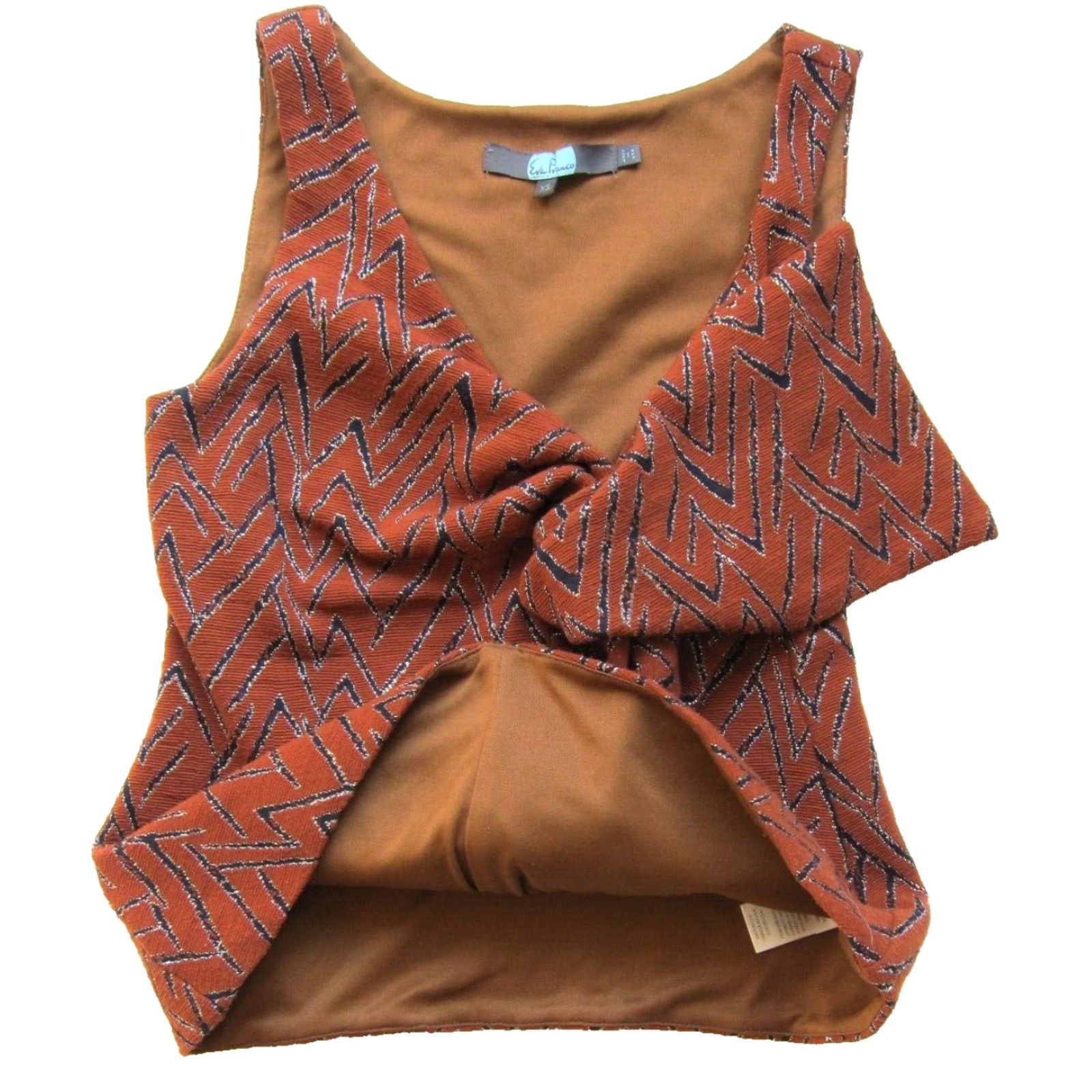 Anthropologie Eva Franco Anthropologie Brown Black Silver Sleeveless Bow Top Shirt Women XS Size XS / US 0-2 / IT 36-38 - 4 Thumbnail