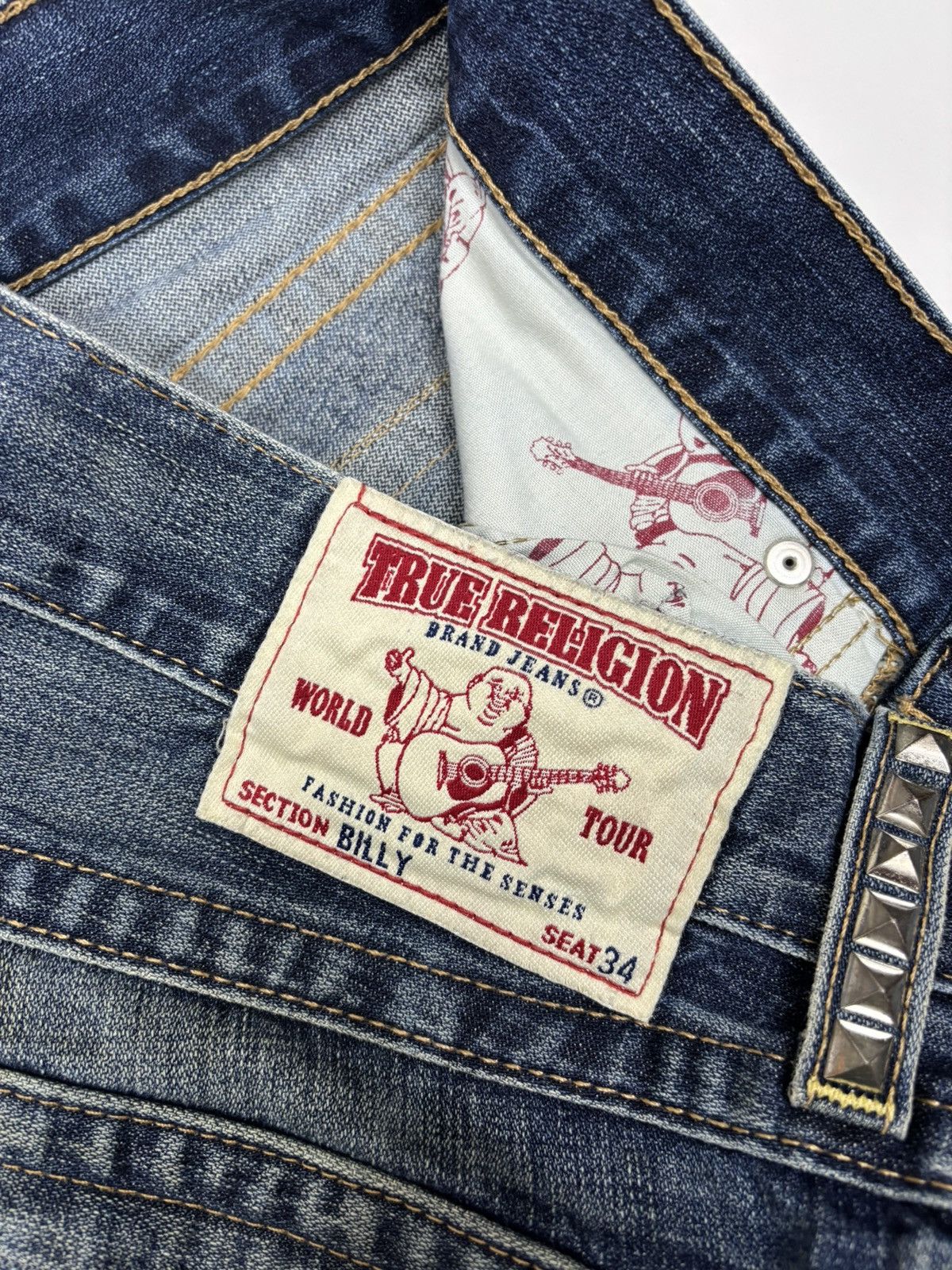 True Religion TRUE RELIGION METAL STUDDED FLARE JEANS BOOTCUT BILLY Size 31" - 12 Thumbnail