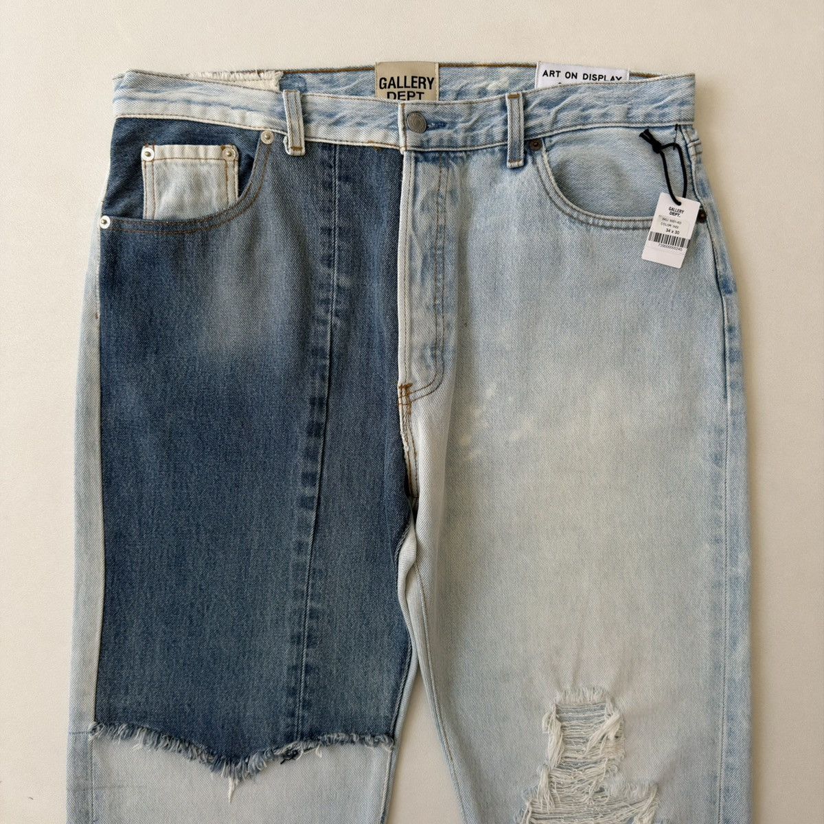 Gallery Dept. Ken 5001 Reworked Washed Blue Jeans Size US 34 / EU 50 - 4 Thumbnail