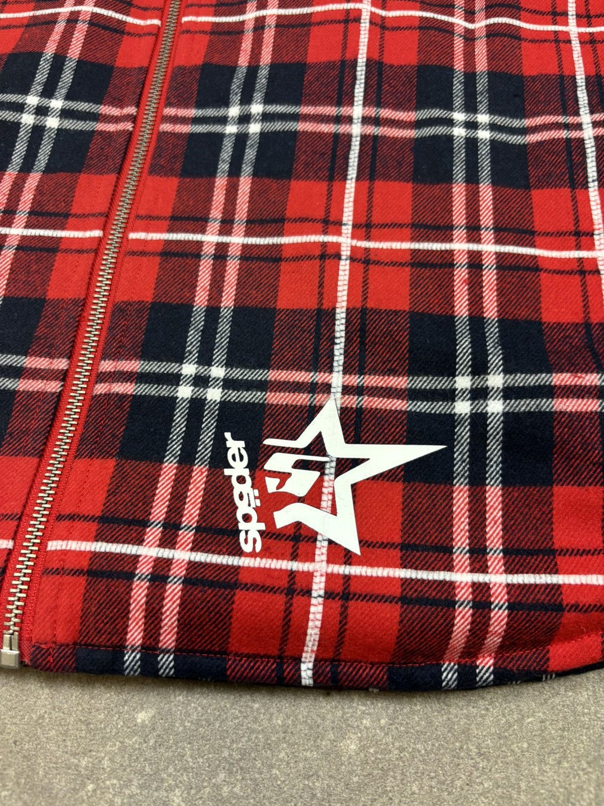 Sp5der Sp5der Hooded Zip Flannel Shirt Jacket, Red Size US S / EU 44-46 / 1 - 4 Thumbnail