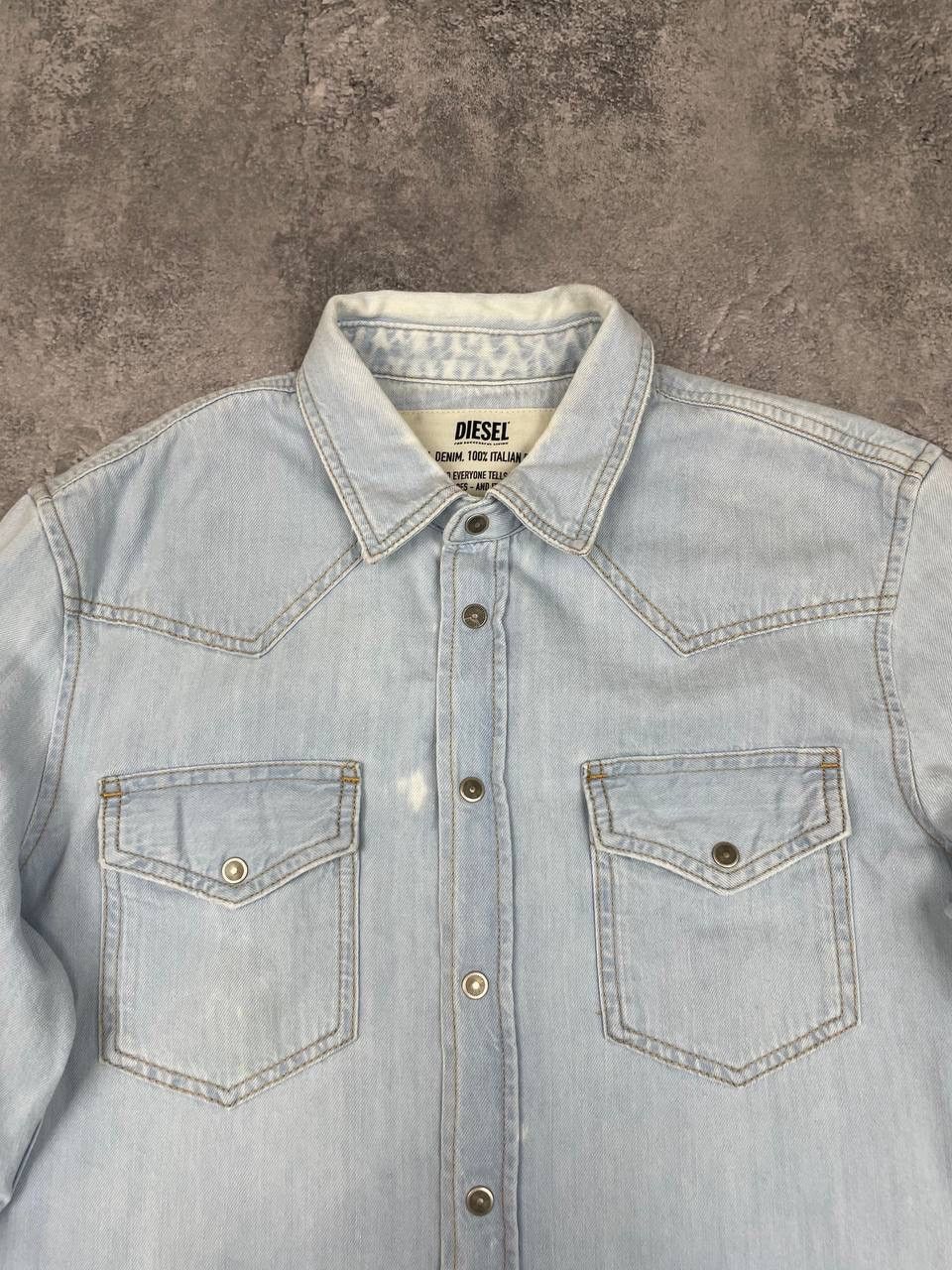 Diesel Diesel Men Denim Shirt Light Blue Snap Button Western Style Size US M / EU 48-50 / 2 - 2 Thumbnail