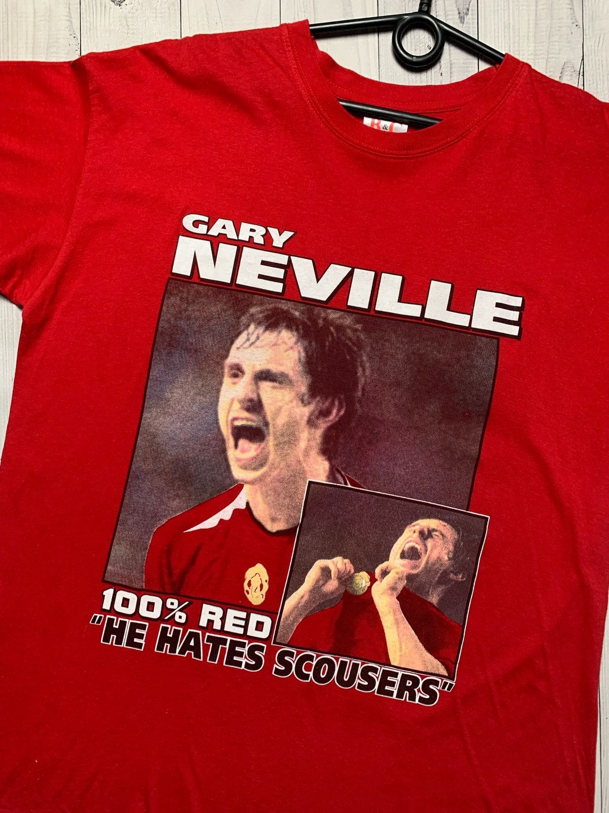 Vintage Vintage Manchester United soccer tee Gary Neville rare L Size US L / EU 52-54 / 3 - 4 Thumbnail