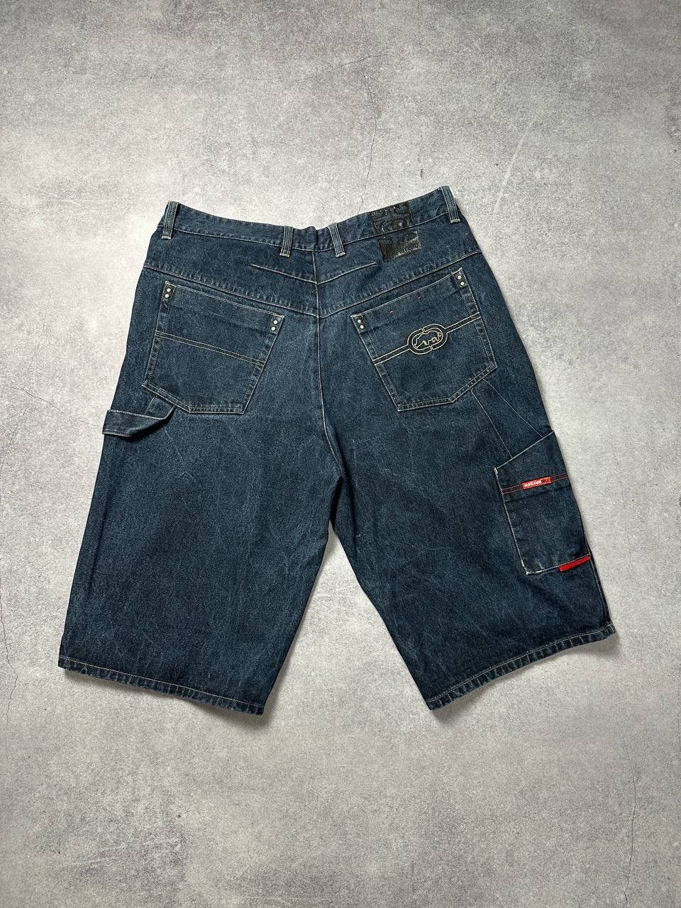 Ecko Unltd. × Japanese Brand × Vintage Vintage 90s Ecko Unltd Rhinoceros Carpenter Denim Shorts Rap Size US 40 / EU 56 - 4 Thumbnail