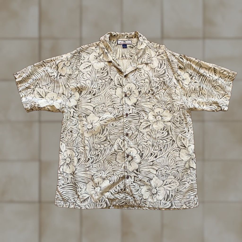 Tommy Bahama VINTAGE Tommy Bahama Hawaiian Shirt Men L Green Floral 100% Silk Short Sleeve Button-Up Collared Beach Tropical Size US L / EU 52-54 / 3 - 1 Thumbnail