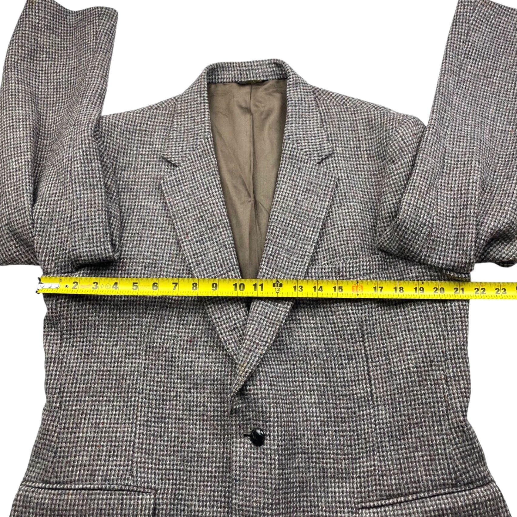 Harris Tweed VINTAGE Harris Tweed Men's Blazer Wool 44R Gray Brown 2-Button Leather USA Mens Size 44R - 7 Thumbnail