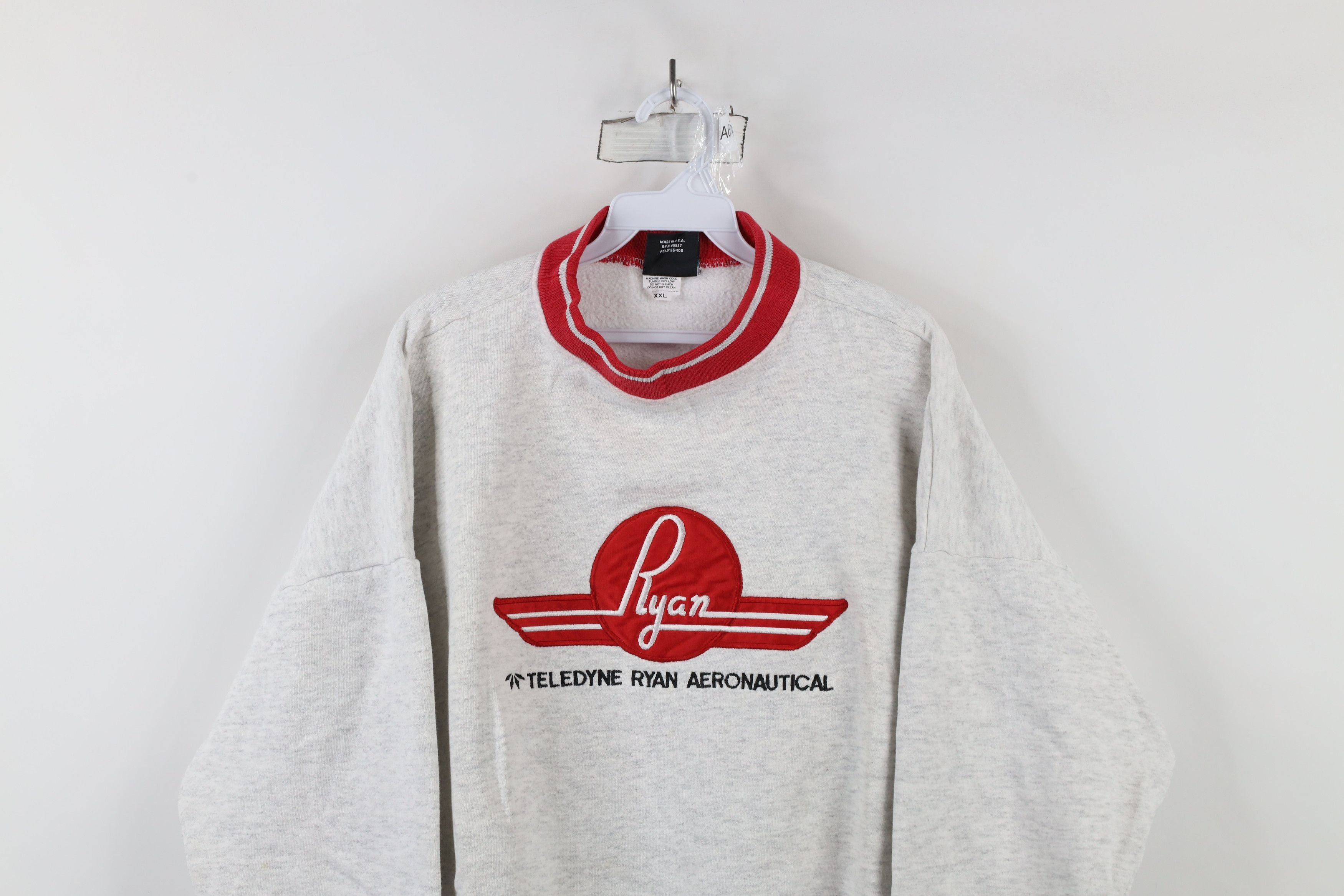 Vintage Vintage 90s Teledyne Ryan Aeronautical Sweatshirt Gray USA Size US XXL / EU 58 / 5 - 2 Thumbnail