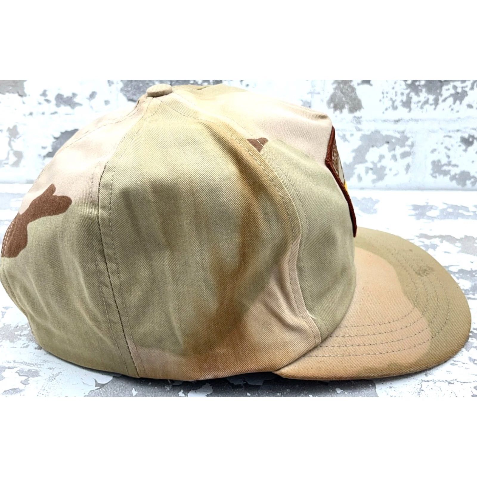 Vintage VINTAGE Desert Storm Hat Cap Snap Back USA Tan Military Army Camo Patch War 90s Mens Adjustable Brown Twill Cotton Hat Size ONE SIZE - 6 Thumbnail
