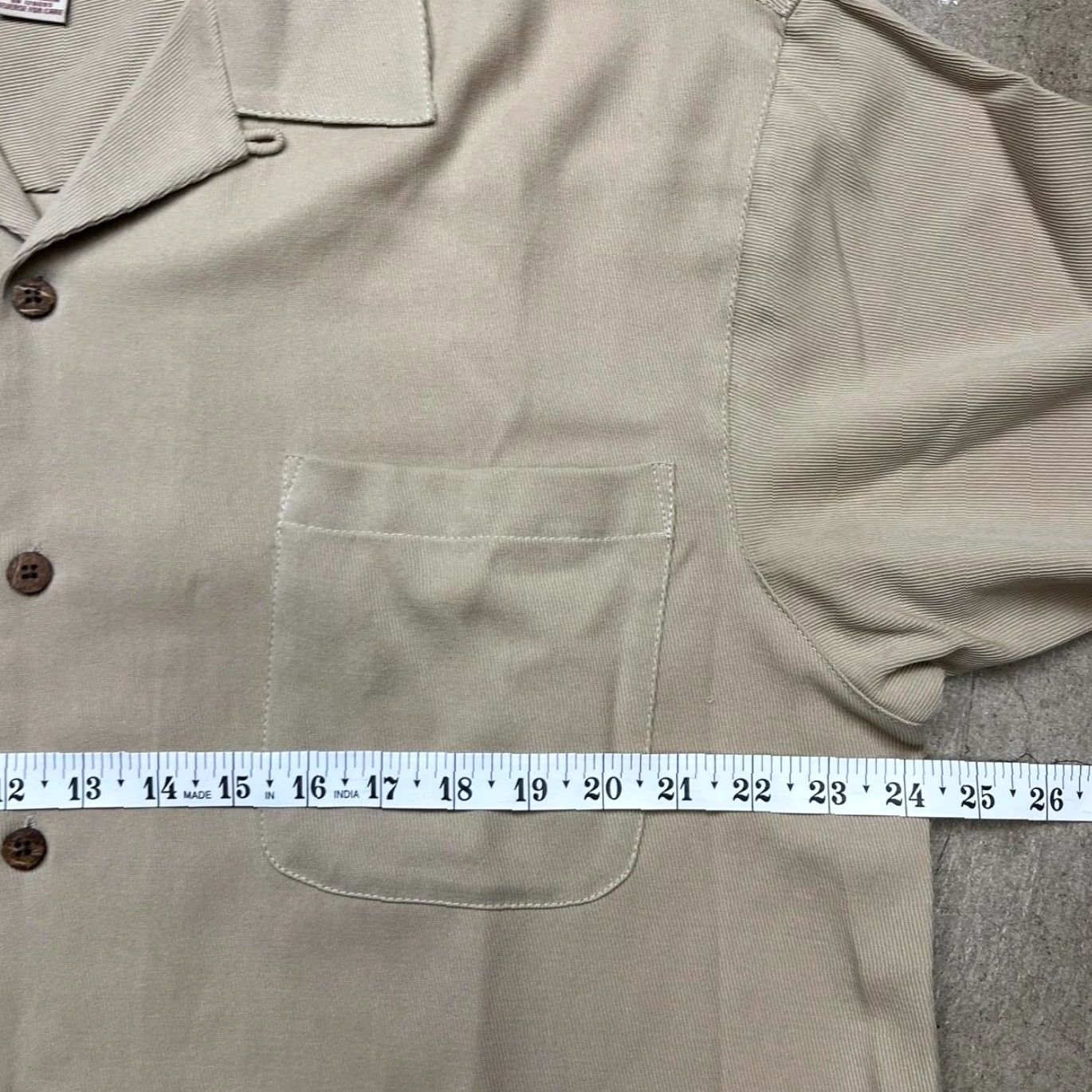 Paradise VINTAGE Paradise Silk Camp Collar Button-Up Shirt Beige L Men Short Sleeve Collared Tan Beige Paradise Blue Mens Large Nylon? Size US L / EU 52-54 / 3 - 3 Thumbnail