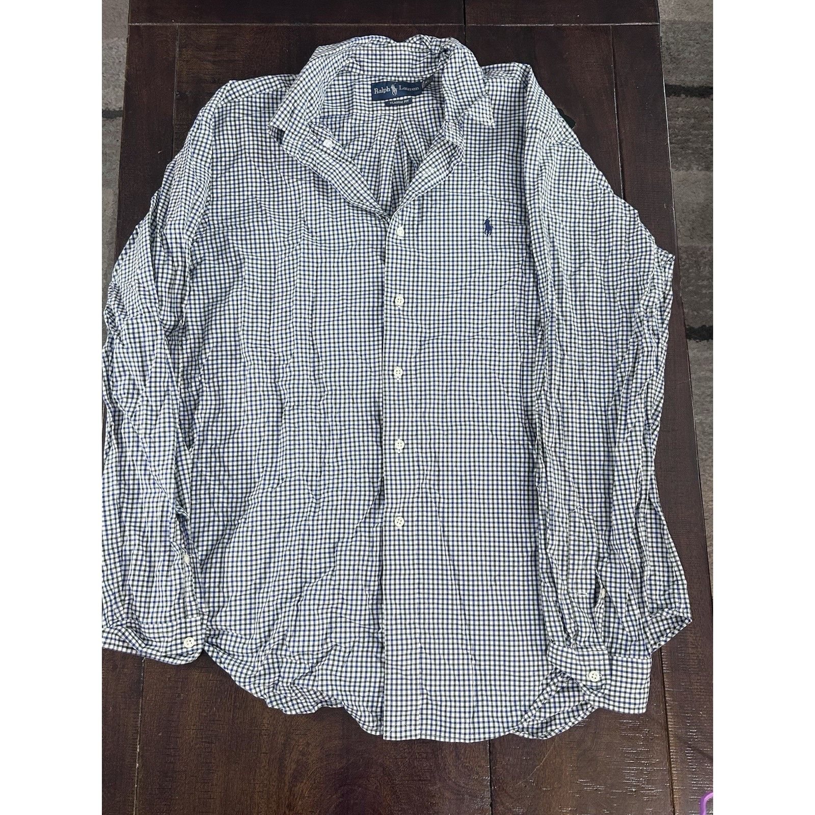 Ralph Lauren ralph lauren classic fit button down XL Blue Black Plaid Size US XL / EU 56 / 4 - 1 Thumbnail