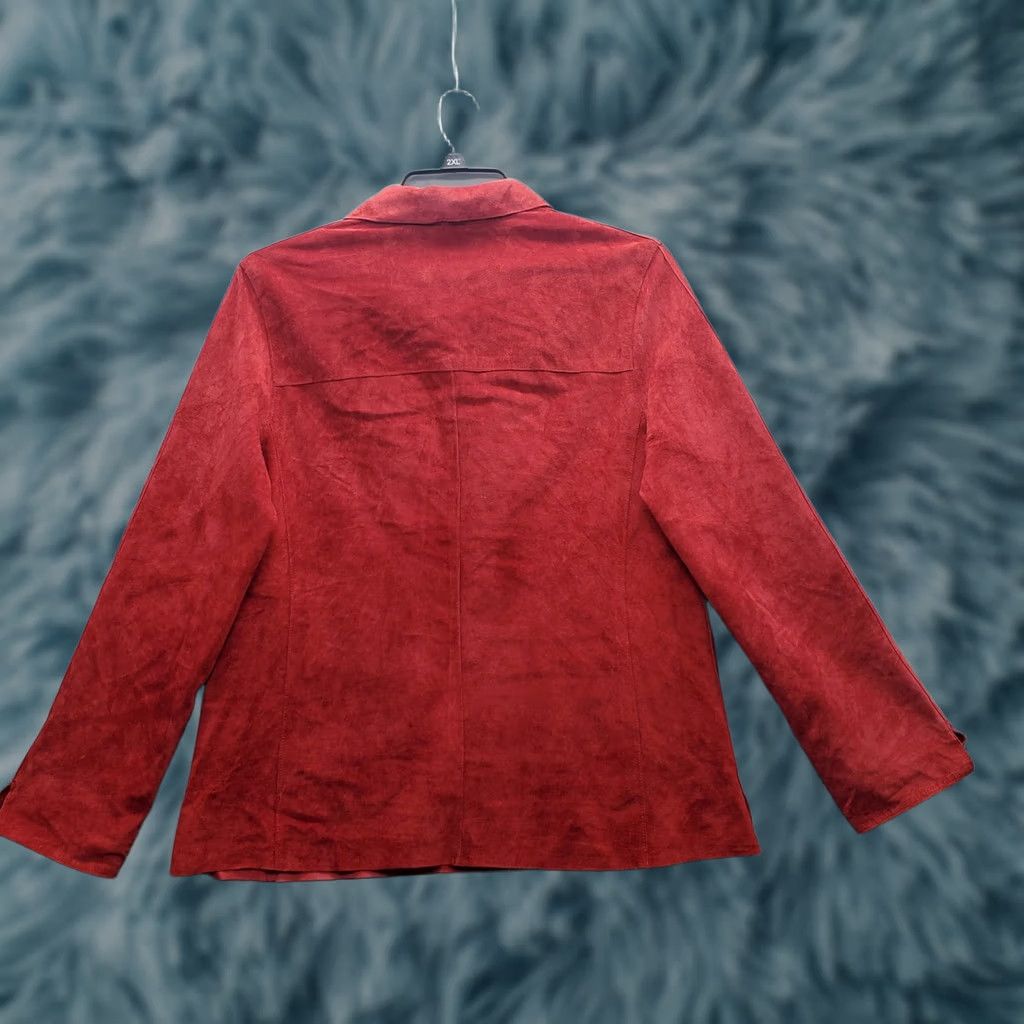 Vintage Valerie Stevens Shacket Women's L Red Leather Button Up Slit Sleeve Lined 100% Leather Casual Fall Winter Womens Size L Red Jacket Size L / US 10 / IT 46 - 1 Thumbnail