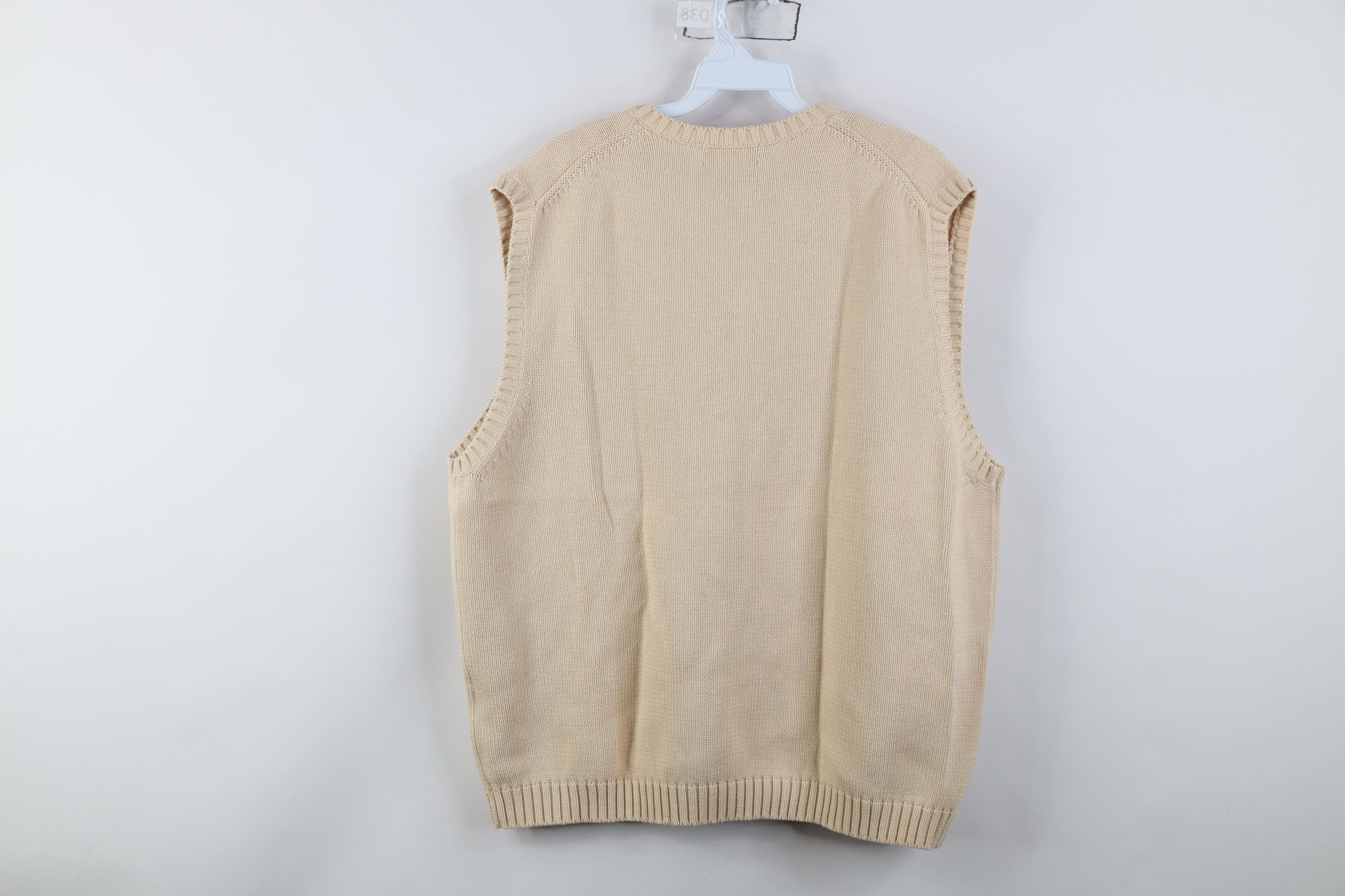 Lands' End Vintage 90s Lands End Cotton Knit V-Neck Sweater Vest Beige Size US XL / EU 56 / 4 - 7 Thumbnail