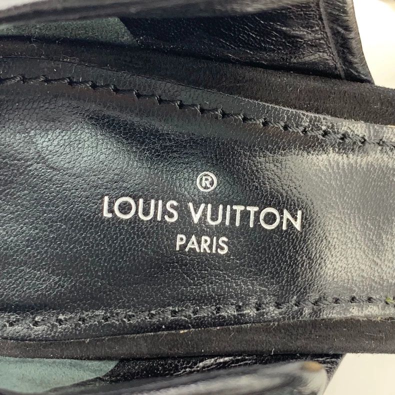 Louis Vuitton Louis Vuitton Black suede pointed-toe buckled chunky heels Size US 7 / IT 37 - 8 Thumbnail
