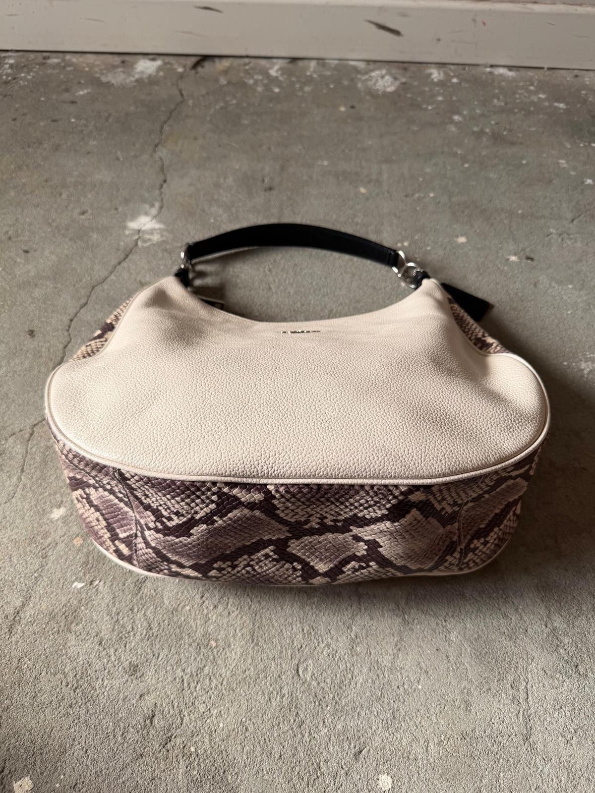 Coach Coach Harley Hobo Leather Snakeskin Shoulder Bag White Size ONE SIZE - 9 Thumbnail