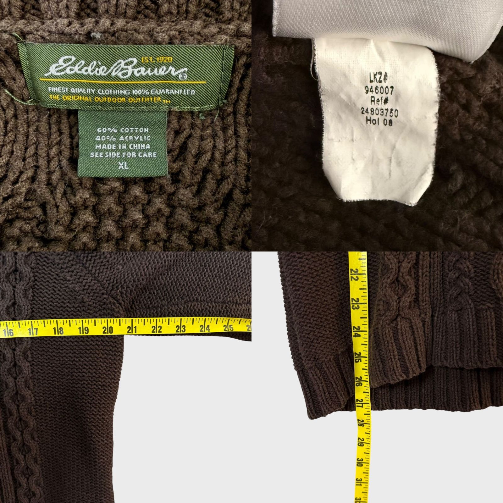 Eddie Bauer VINTAGE Eddie Bauer Sweater Womens XL Brown Ribbed Cable-Knit Shawl Collar Chunky Knit Pullover Sweatery? Size XL / US 12-14 / IT 48-50 - 8 Thumbnail