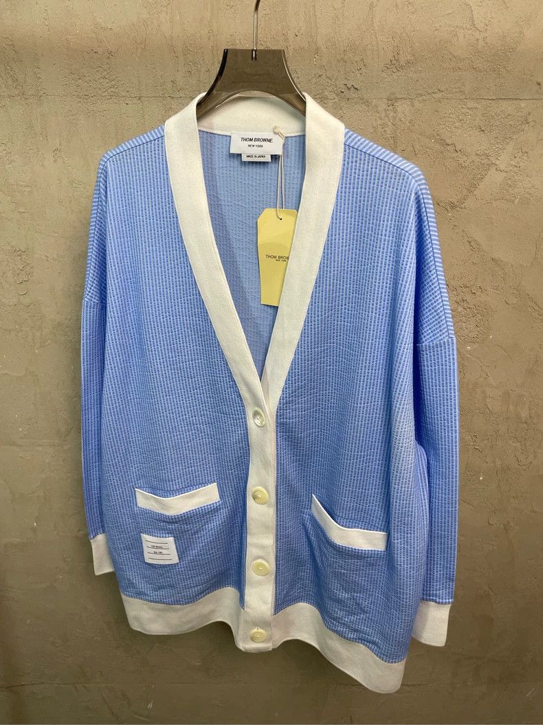 Thom Browne Thom browne Blue vertical striped color-blocked cardigan j Size XS / US 0-2 / IT 36-38 - 3 Thumbnail