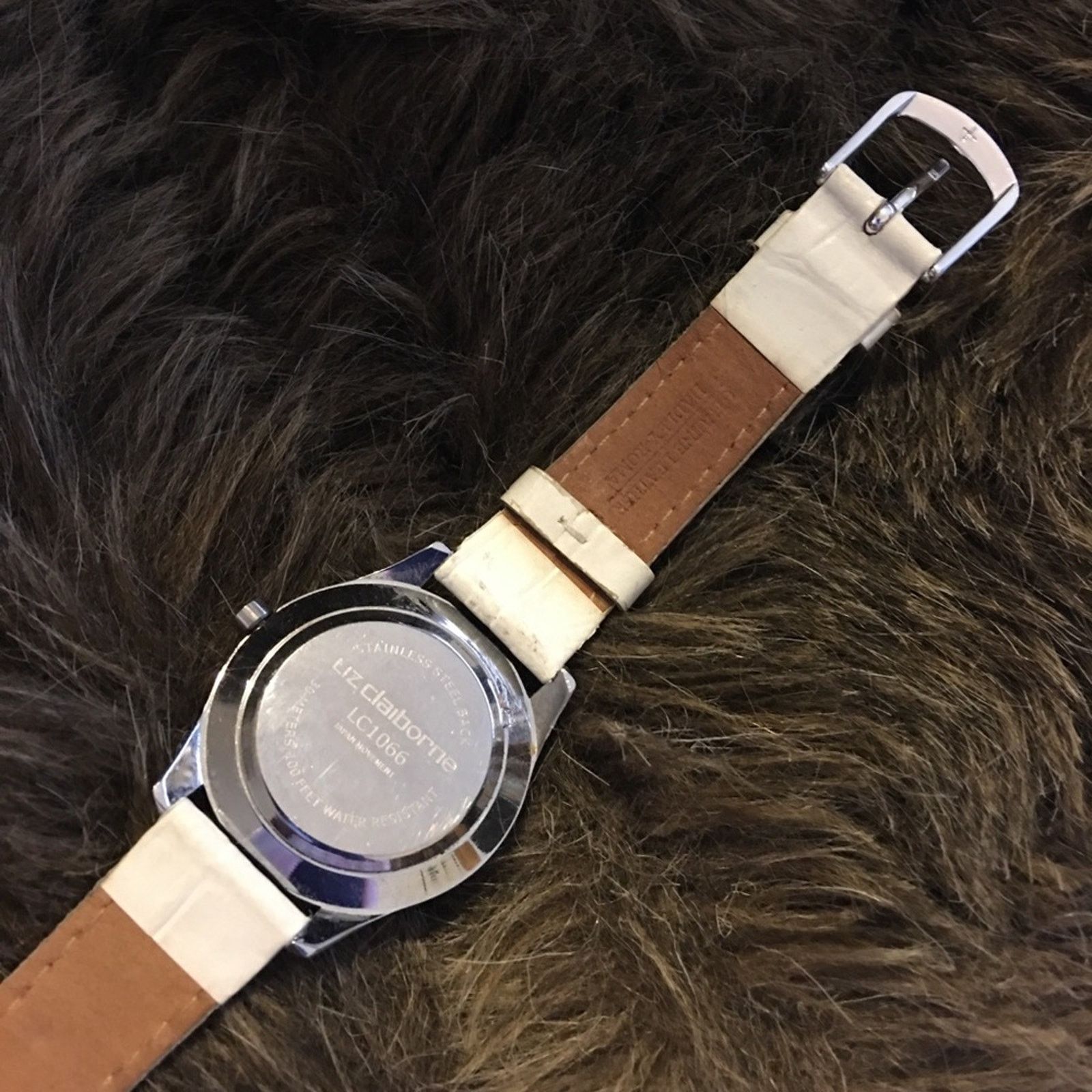 Jewelry Liz Claiborne crystal white leather band watch Size ONE SIZE - 7 Thumbnail