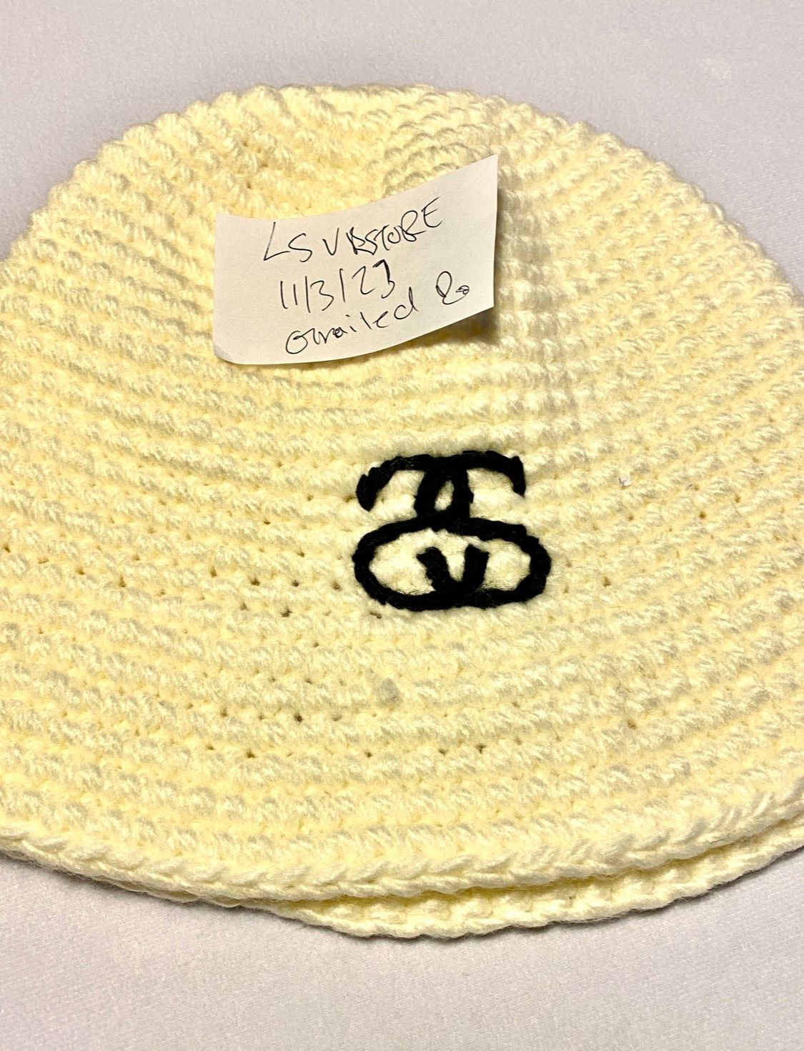 Pre-owned Stussy Holiday 23 Bucket Hat Ss Link Bone White Knit Os