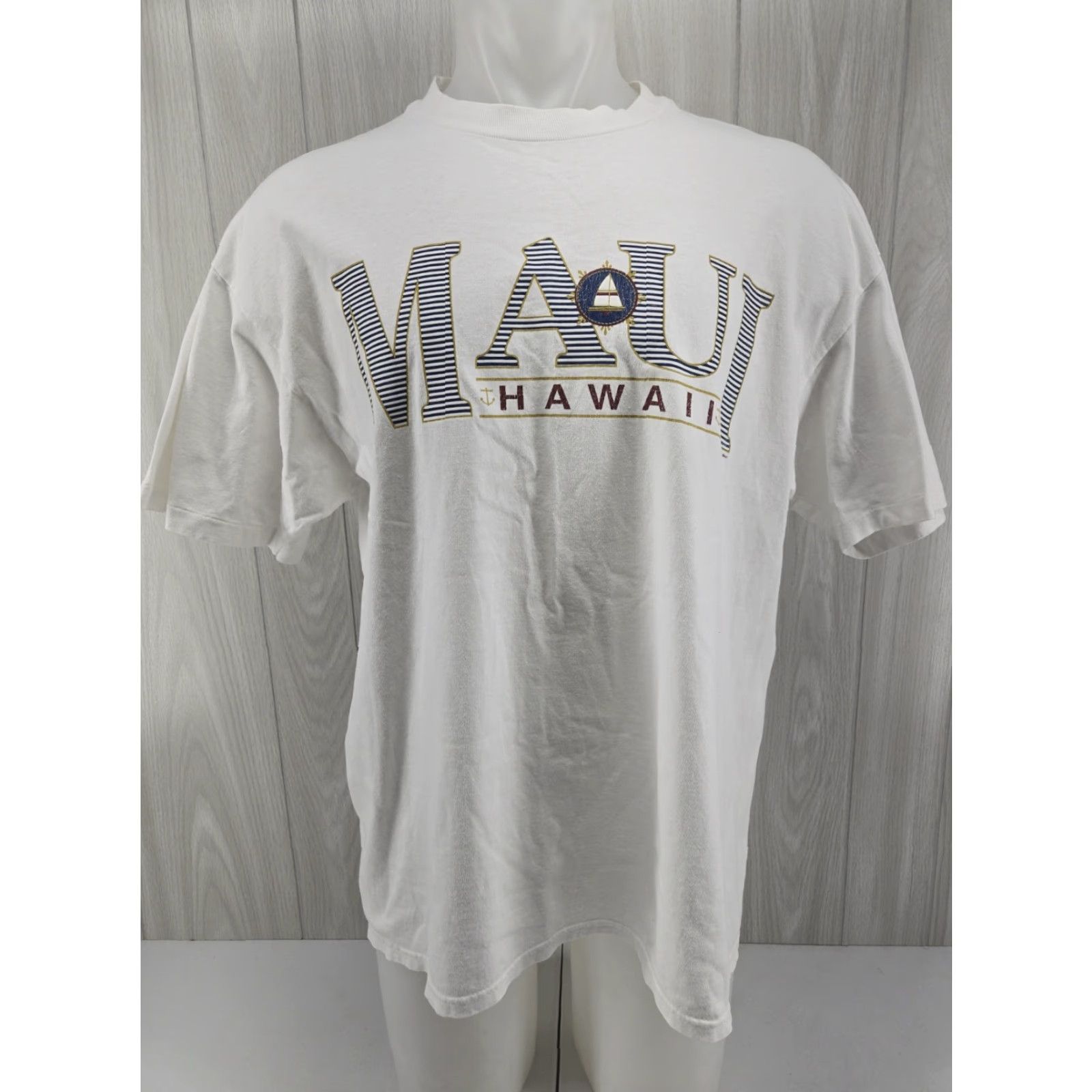 Hanes VINTAGE Maui Hawaii Men T-Shirt XL White Single Stitch Hanes Crew Neck Short Sleeve Size US XL / EU 56 / 4 - 2 Thumbnail
