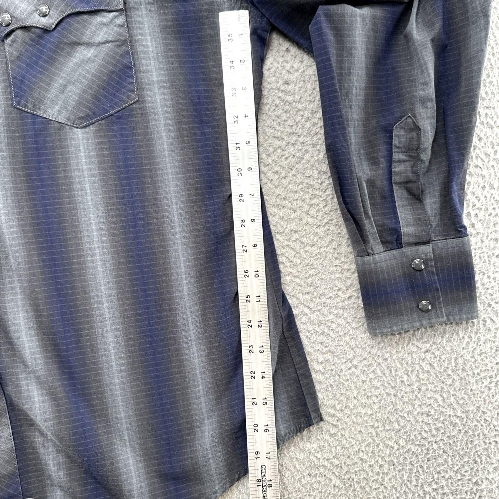Wrangler Wrangler Mens Long Sleeve Retro Premium Pearl Snap Striped Shirt XL Blue Button-Up Casual Formal Workwear 80s 90s Cowboy Western Mens Size US XL / EU 56 / 4 - 5 Thumbnail