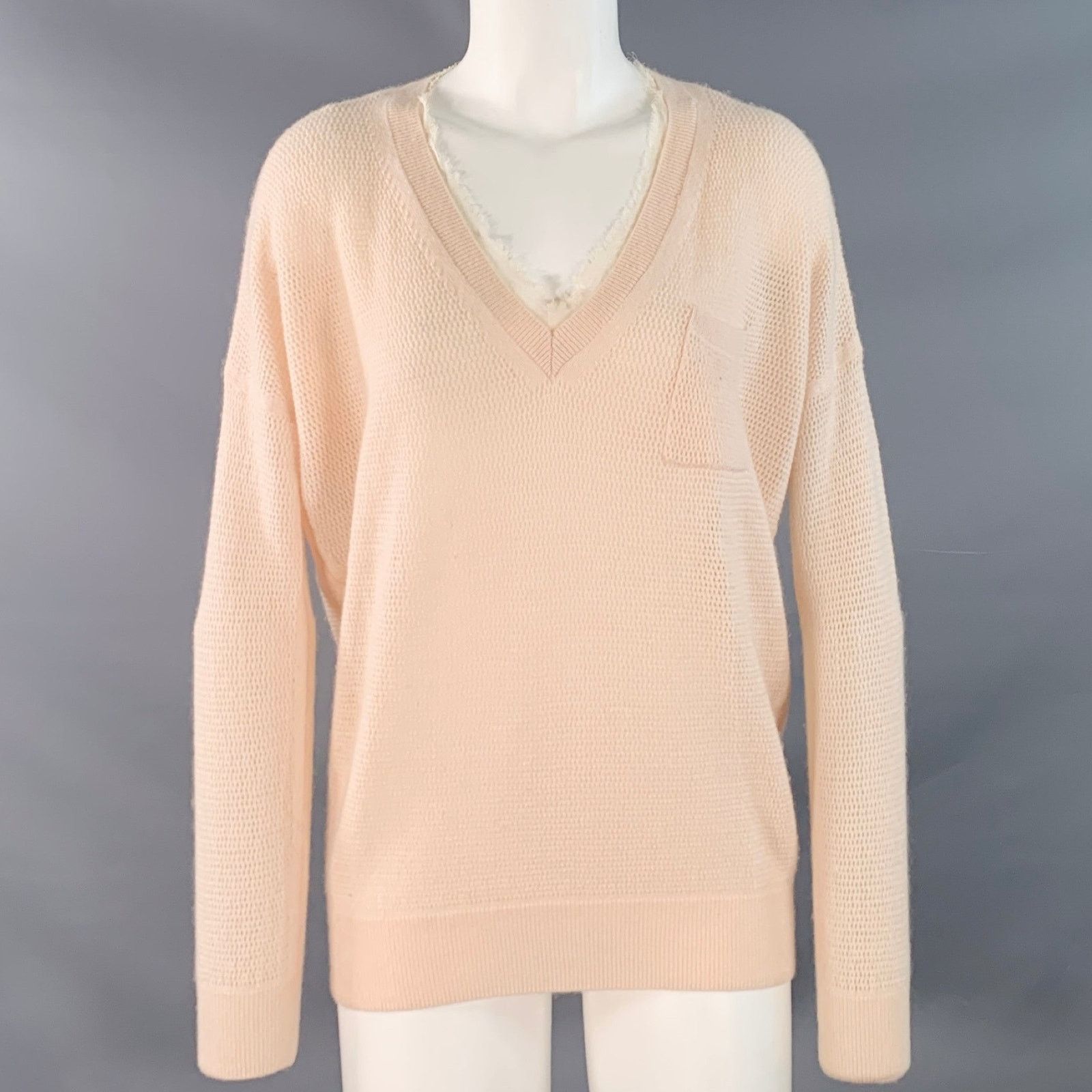 Vanessa Bruno VANESSA BRUNO Light Pink Wool Cashmere Mesh Knit Pullover Size S / US 4 / IT 40 - 1 Thumbnail