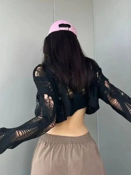 Japanese Brand Women's cropped pullover Size ONE SIZE - 4 Thumbnail