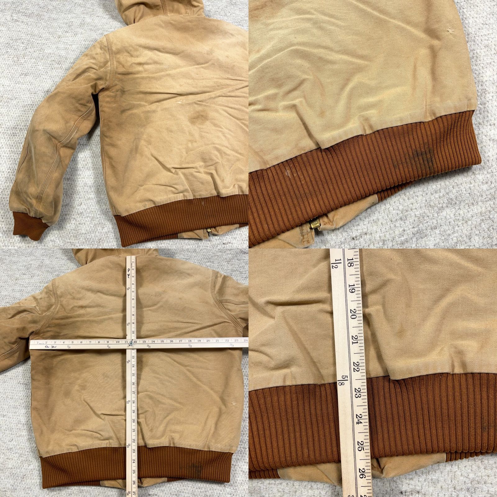 Carhartt VINTAGE Carhartt Jacket J140 Mens M Brown Canvas Union USA Distressed Thrashed Bomber Hooded Mid-Length Winter Fall Spring Size US M / EU 48-50 / 2 - 10 Thumbnail