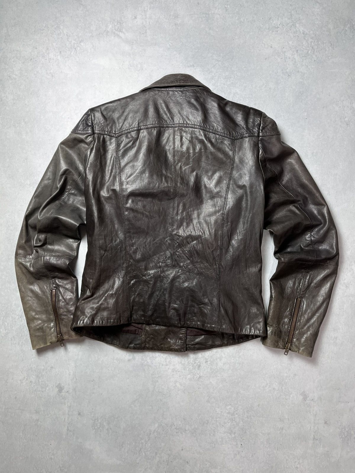 GOOSECRAFT VERY RARE Goosecraft Vintage Faded Real Leather Biker Jacket Size US M / EU 48-50 / 2 - 2 Thumbnail