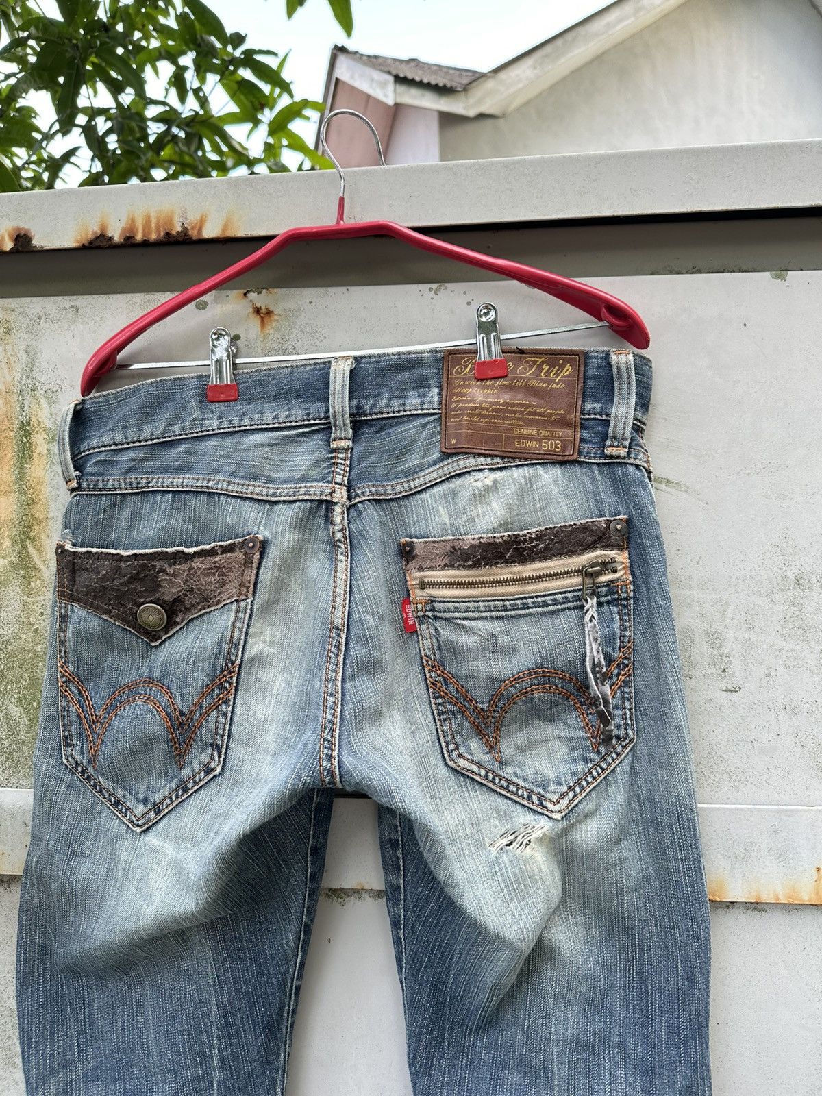 Edwin 👹Vintage Edwin Blue Trip 505 Washed Straight Cut Jeans Size US 30 / EU 46 - 9 Thumbnail