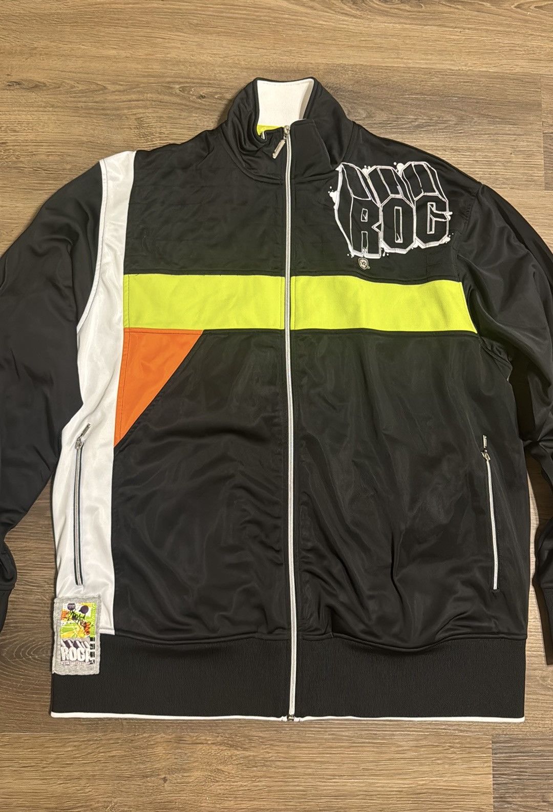 Rocawear Roca Wear Mens Zippered Jacket Black Vintage Retro Roc Size US XXL / EU 58 / 5 - 2 Thumbnail