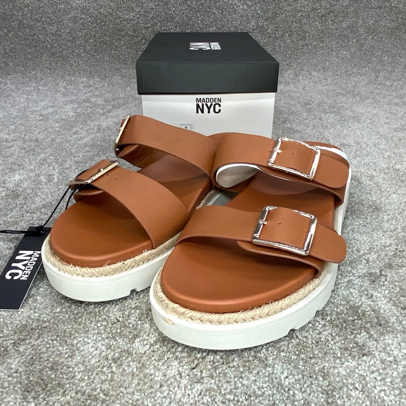 Steve Madden Steve Madden NYC Women’s Platform Sandals Women’s Size 11 Tan Raffia Buckle Ankle Strap Rubber Outsole Summer Casual Size US 11 / IT 41 - 3 Thumbnail