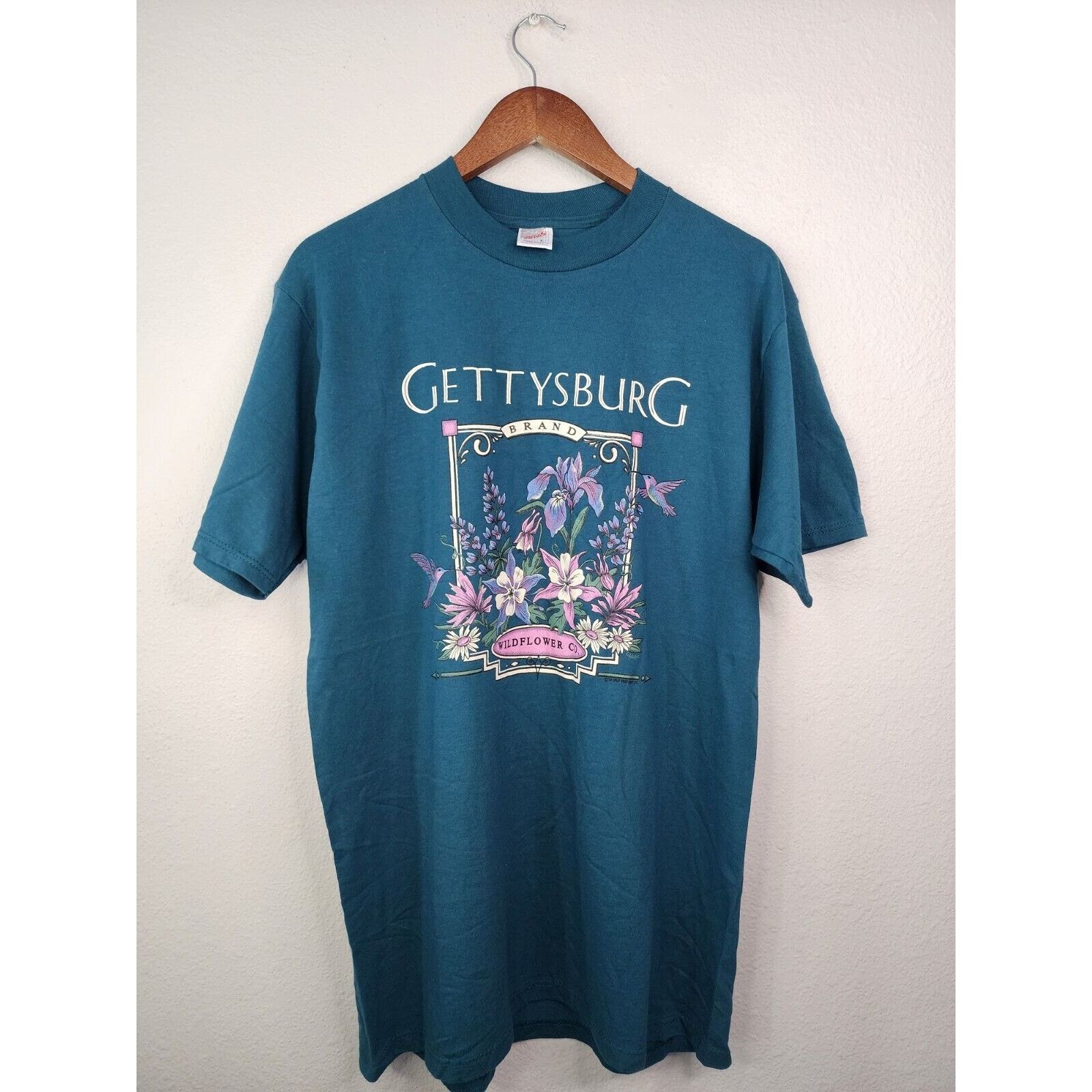 Jerzees Vintage Gettysburg Shirt Wildflower Flower Green Tee 90s L Size US L / EU 52-54 / 3 - 1 Thumbnail