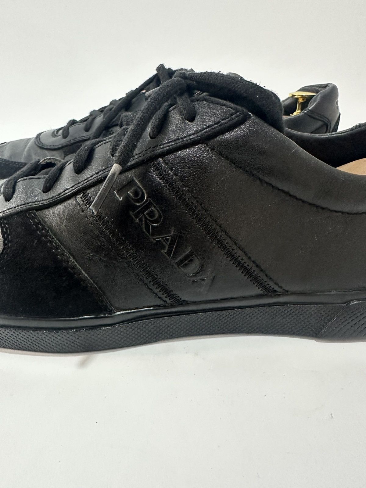 Prada Prada Sport Black Leather and Leather Low Top Sneakers Size US 11 / EU 44 - 4 Thumbnail