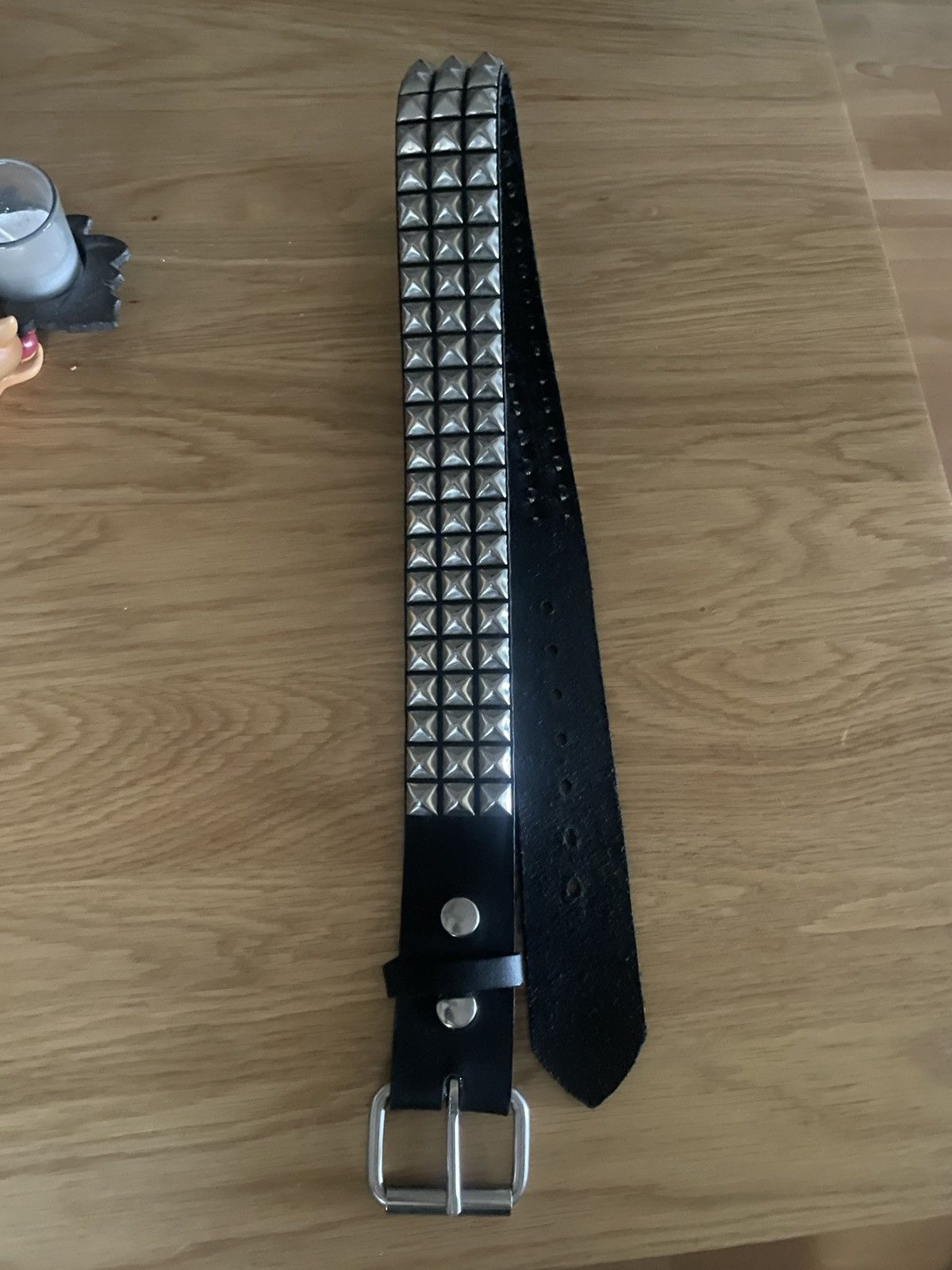 Other Black silver studded leather belt Size 28 - 2 Thumbnail