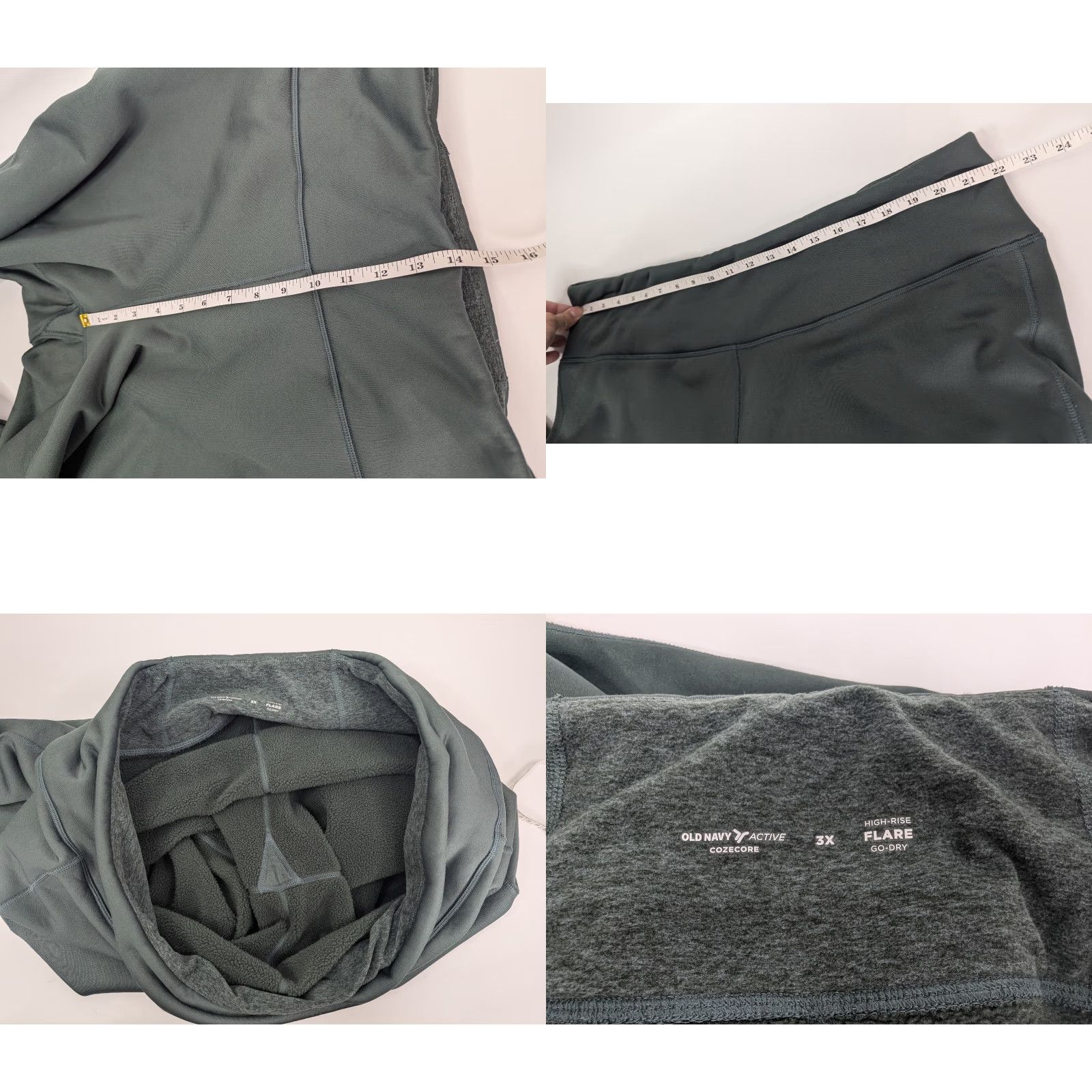 Old Navy Old Navy Green Fleece Lined Pants Womens 3X Go Dry High Rise Flare Sweatpants Size 40" / US 18 - 8 Thumbnail