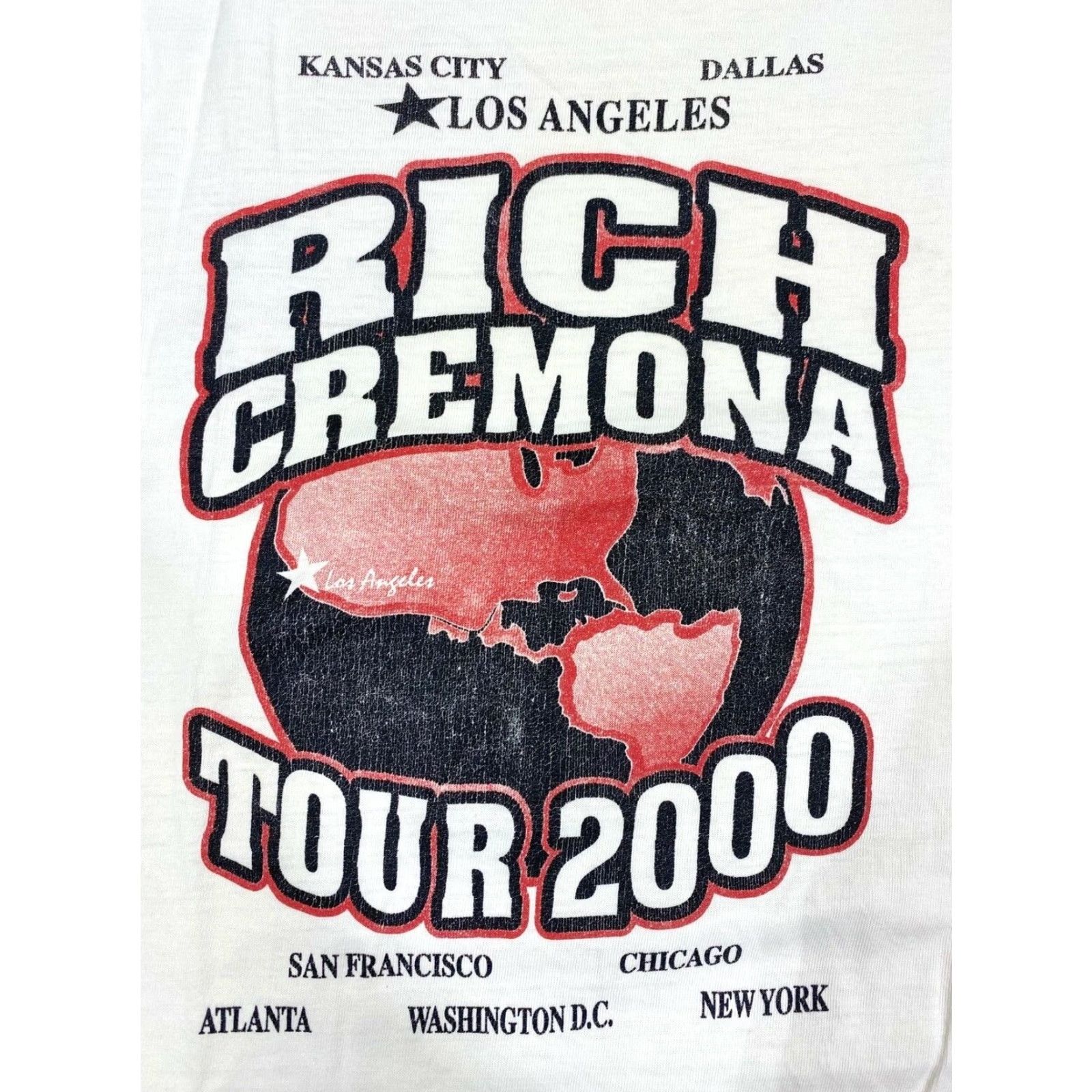 Hanes VINTAGE Hanes Beefy Mens Rich Cremona Tour 2000 White Size Large Distress T-Shirt Short Sleeve Men Regular Solid 1123 Size US L / EU 52-54 / 3 - 2 Thumbnail