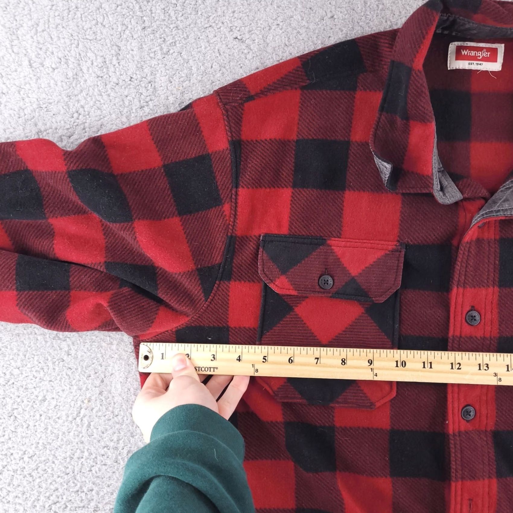 Wrangler Wrangler Shirt Mens XL Red Plaid Flannel Polyester Button-Up Long Sleeve Overshirt Size US XL / EU 56 / 4 - 4 Thumbnail