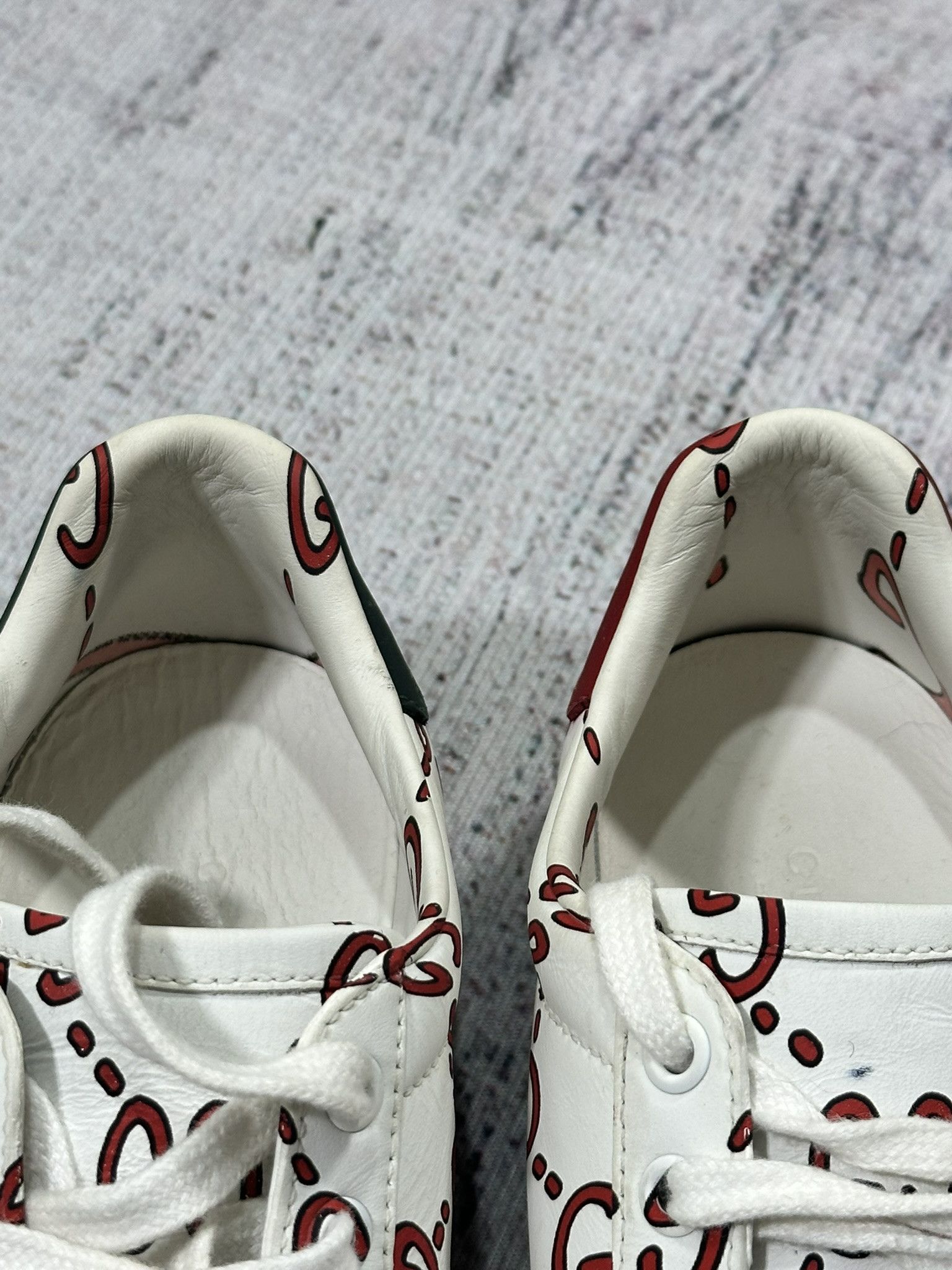 Gucci Gucci Ace Ghost Sneakers GG Monogram White Leather Logo Size US 7.5 / IT 37.5 - 4 Thumbnail