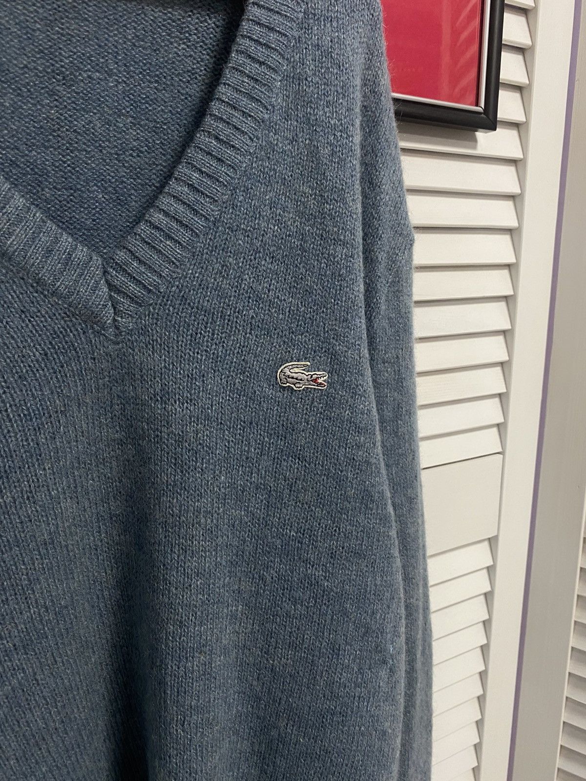 Lacoste Vintage Lacoste Made in France Wool V-Neck Elbow Patch Size US L / EU 52-54 / 3 - 3 Thumbnail