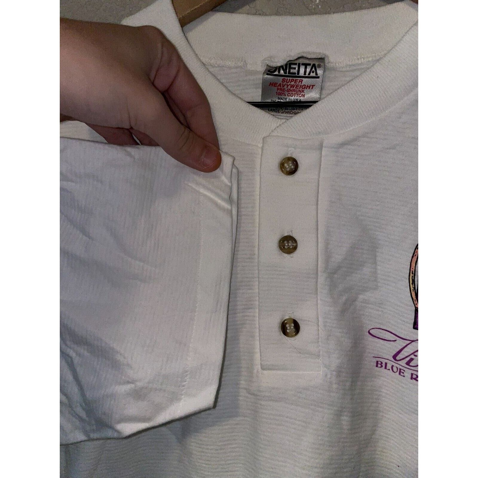 Vintage 90s Virginia Blue Ridge Mountains 1/4 Button White Shirt Size US L / EU 52-54 / 3 - 5 Thumbnail