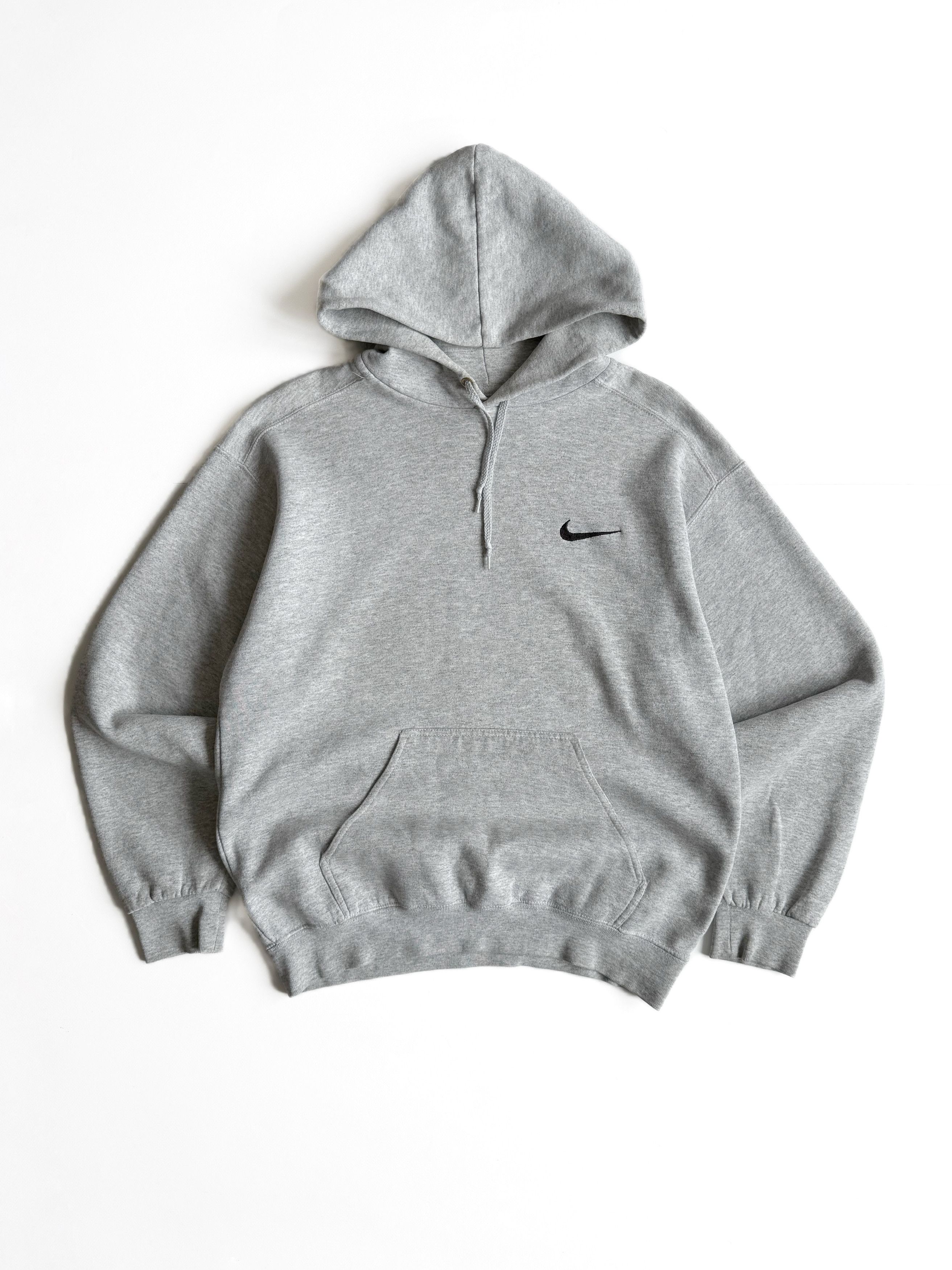 Nike Vintage 90's Nike Basic Mini Swoosh Hoodie Gray (S) Size US S / EU 44-46 / 1 - 1 Thumbnail