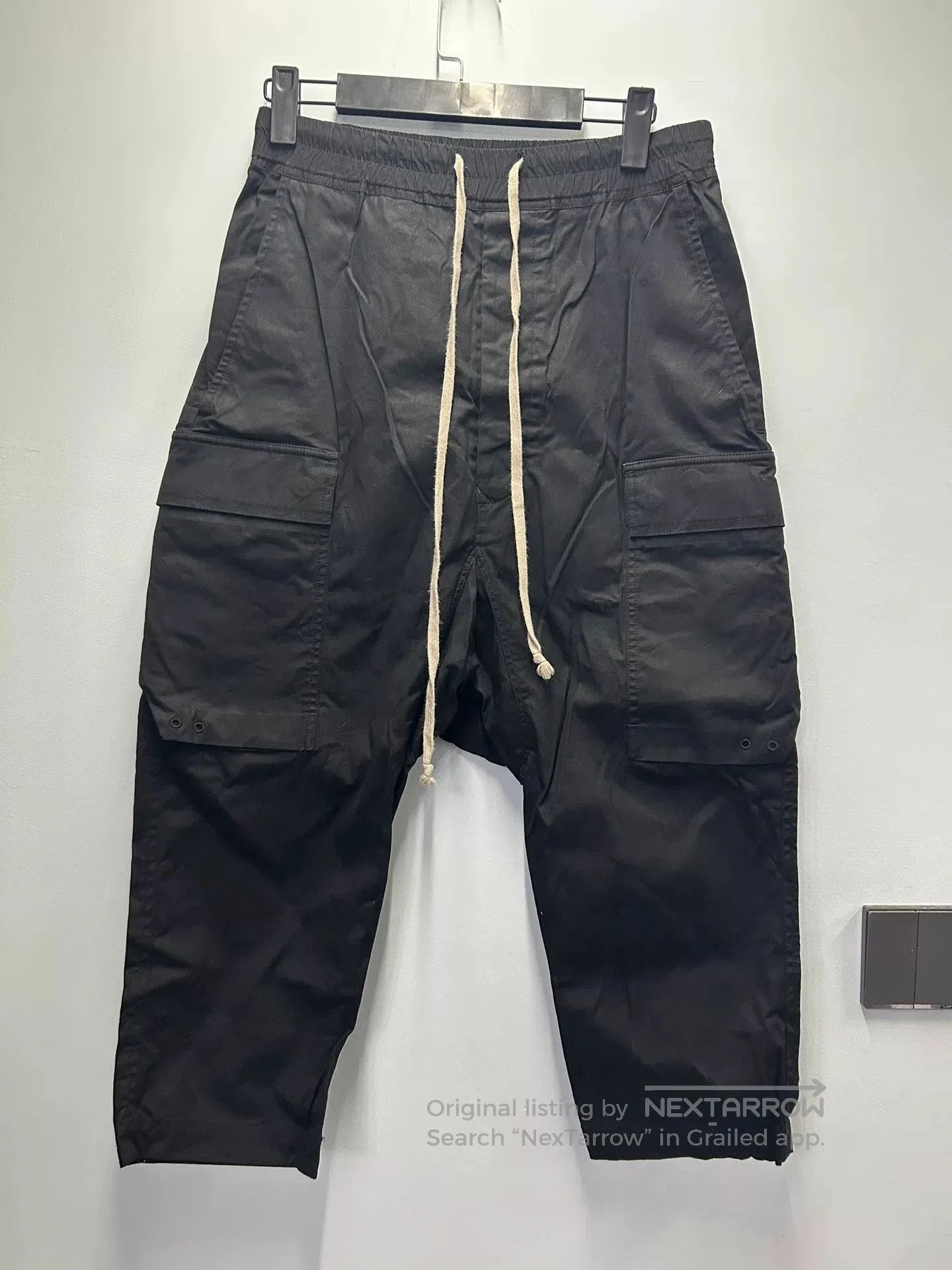 Rick Owens Rick Owens Cropped Drawstring Pants Black Cupro IT 46
